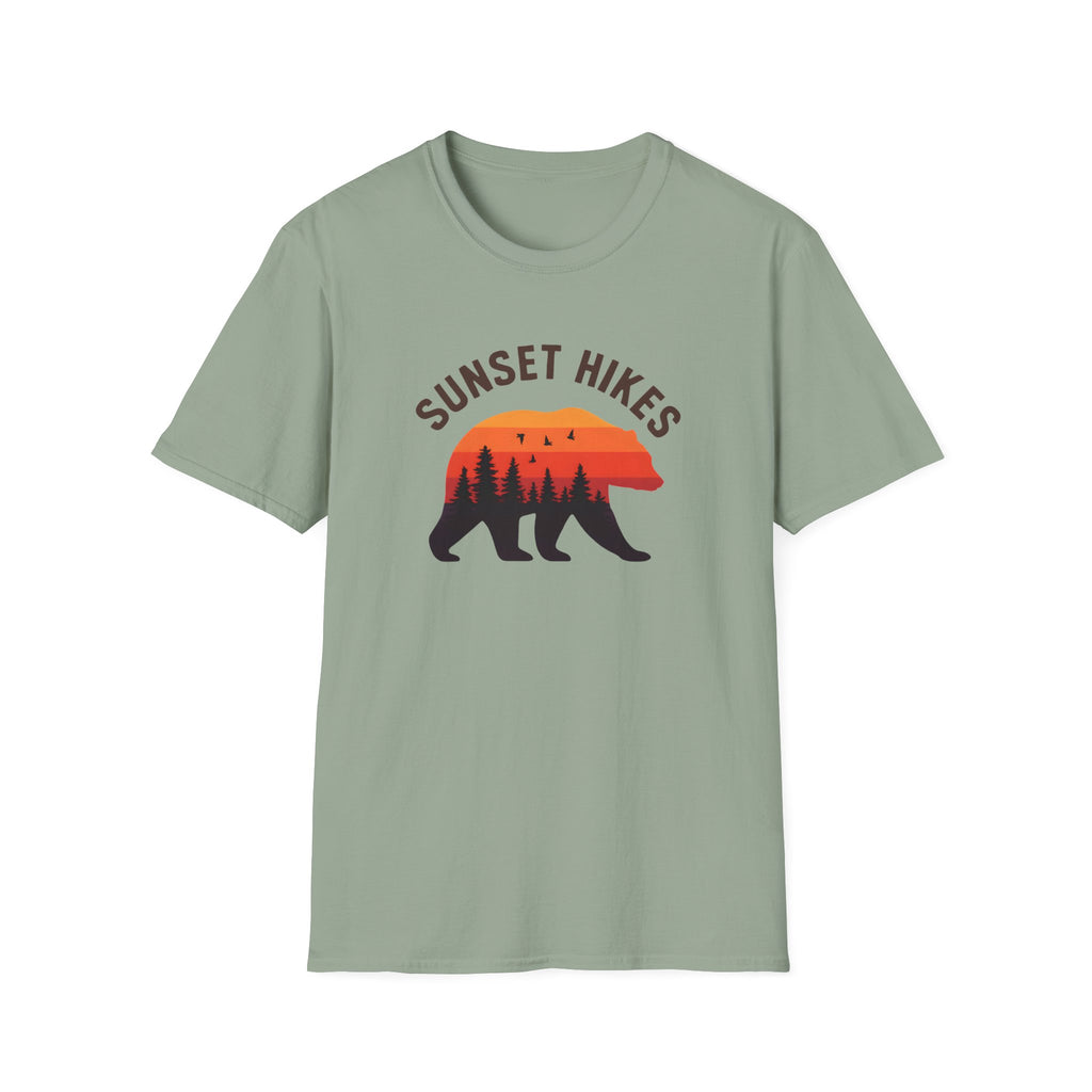 Sunset Hikes T-Shirt — Bear Silhouette Mountain Sunset Tee