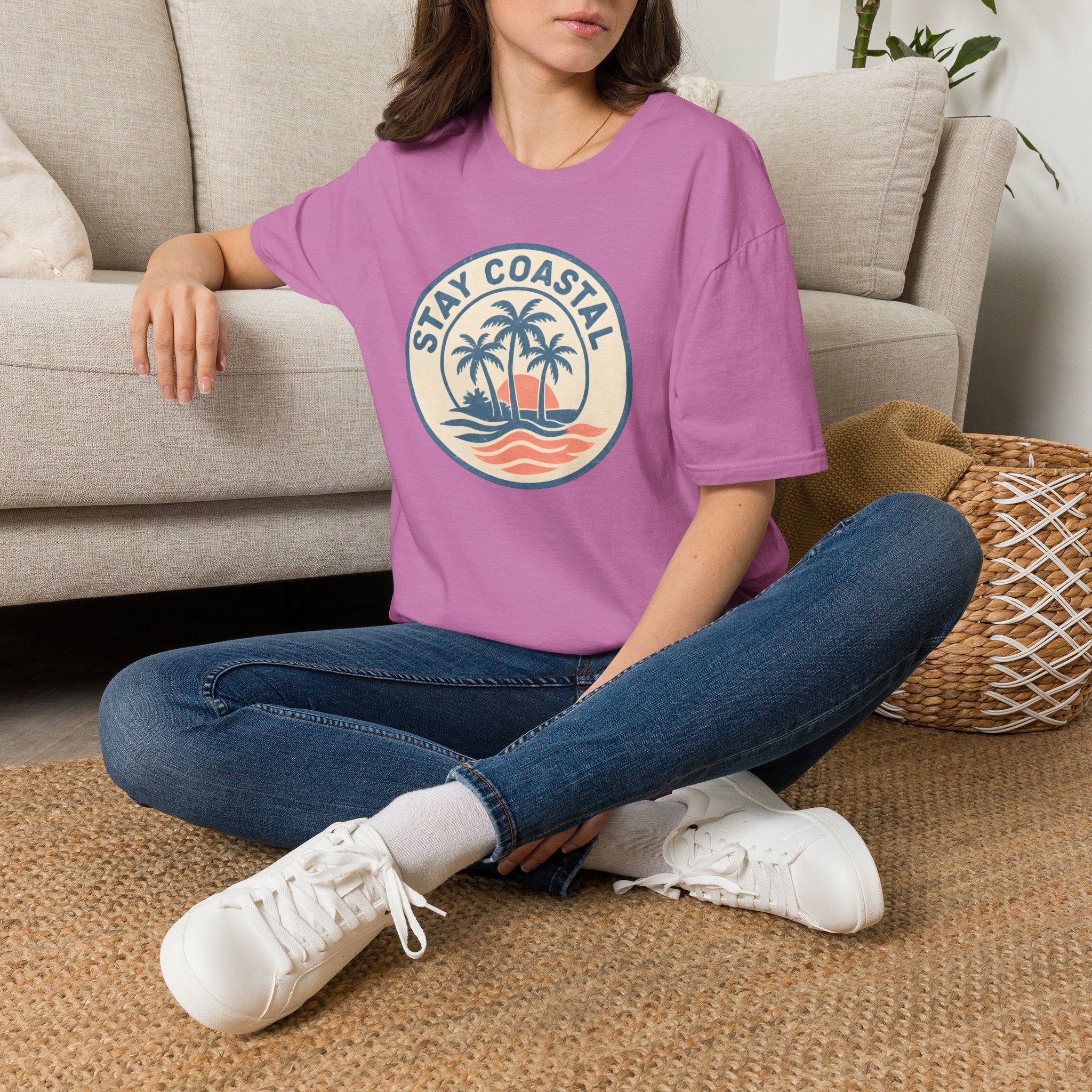 Stay Coastal T-Shirt — Vintage Palm Beach Sunset Tee