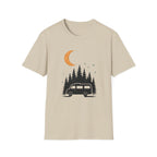T-Shirt: Retro Camper Night Moon Tee — Forest Van Camping Graphic