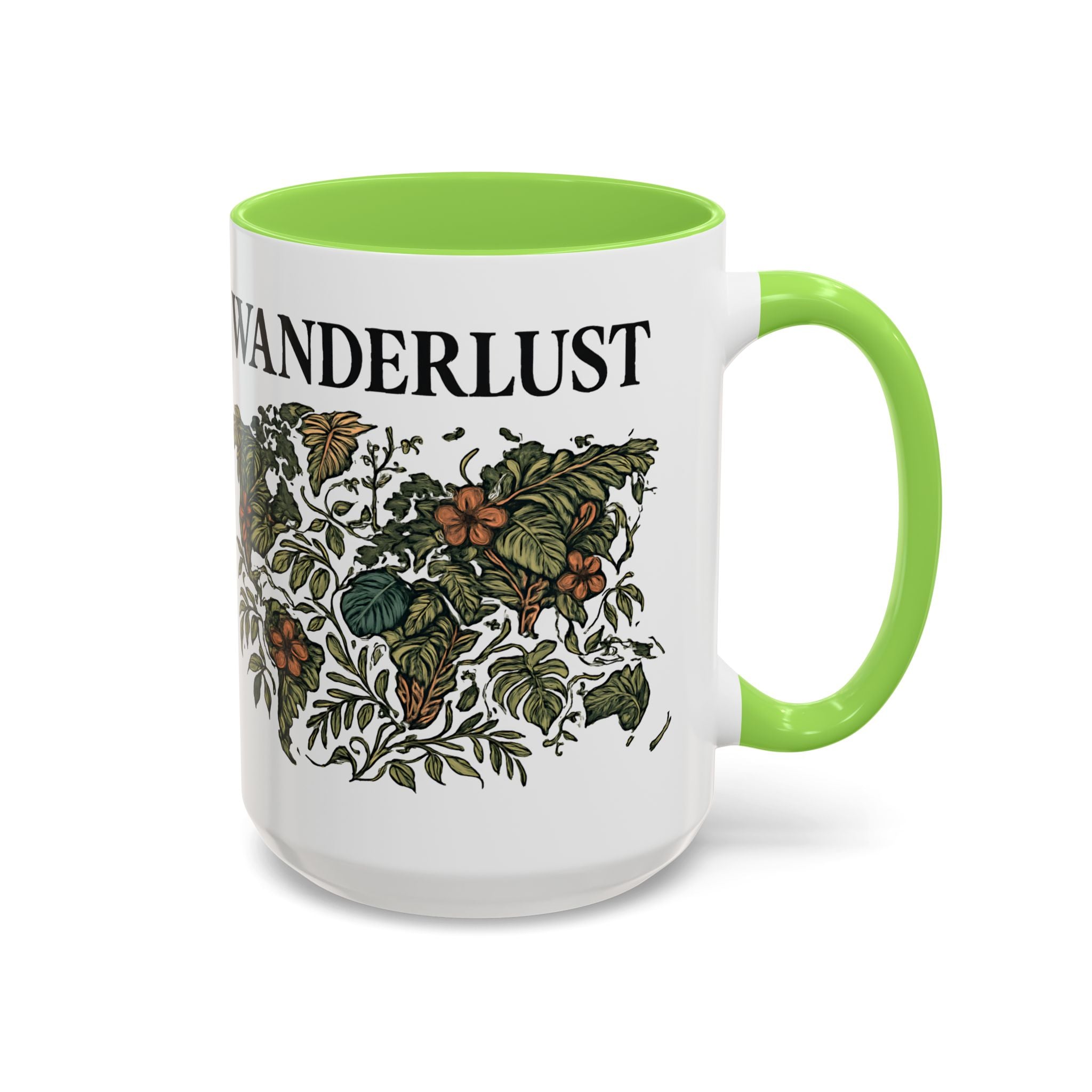 Wanderlust Floral Travel Mug — 11oz/15oz Ceramic Coffee Cup