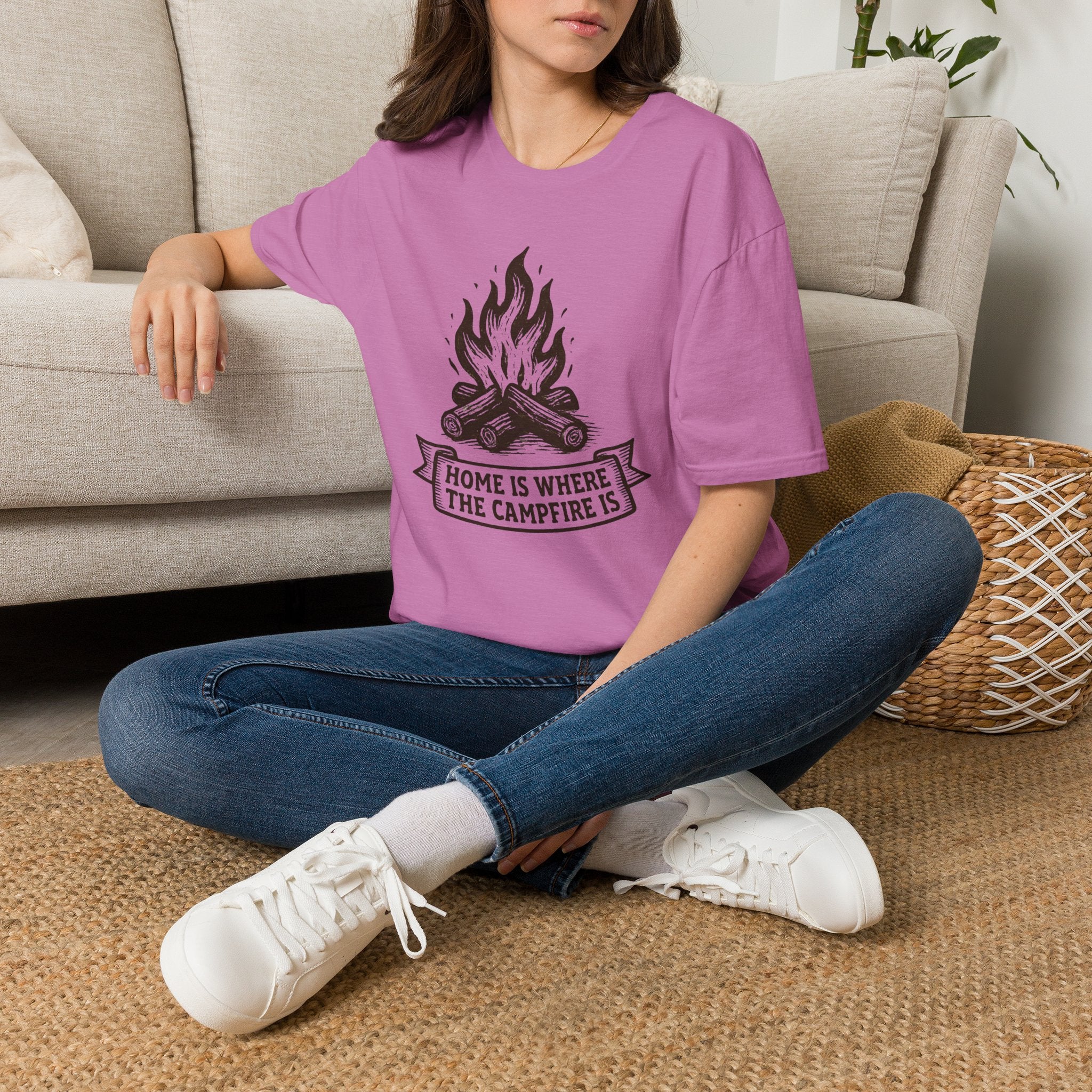 Campfire Graphic T-Shirt — "Home Is Where the Campfire Is" Outdoor Tee