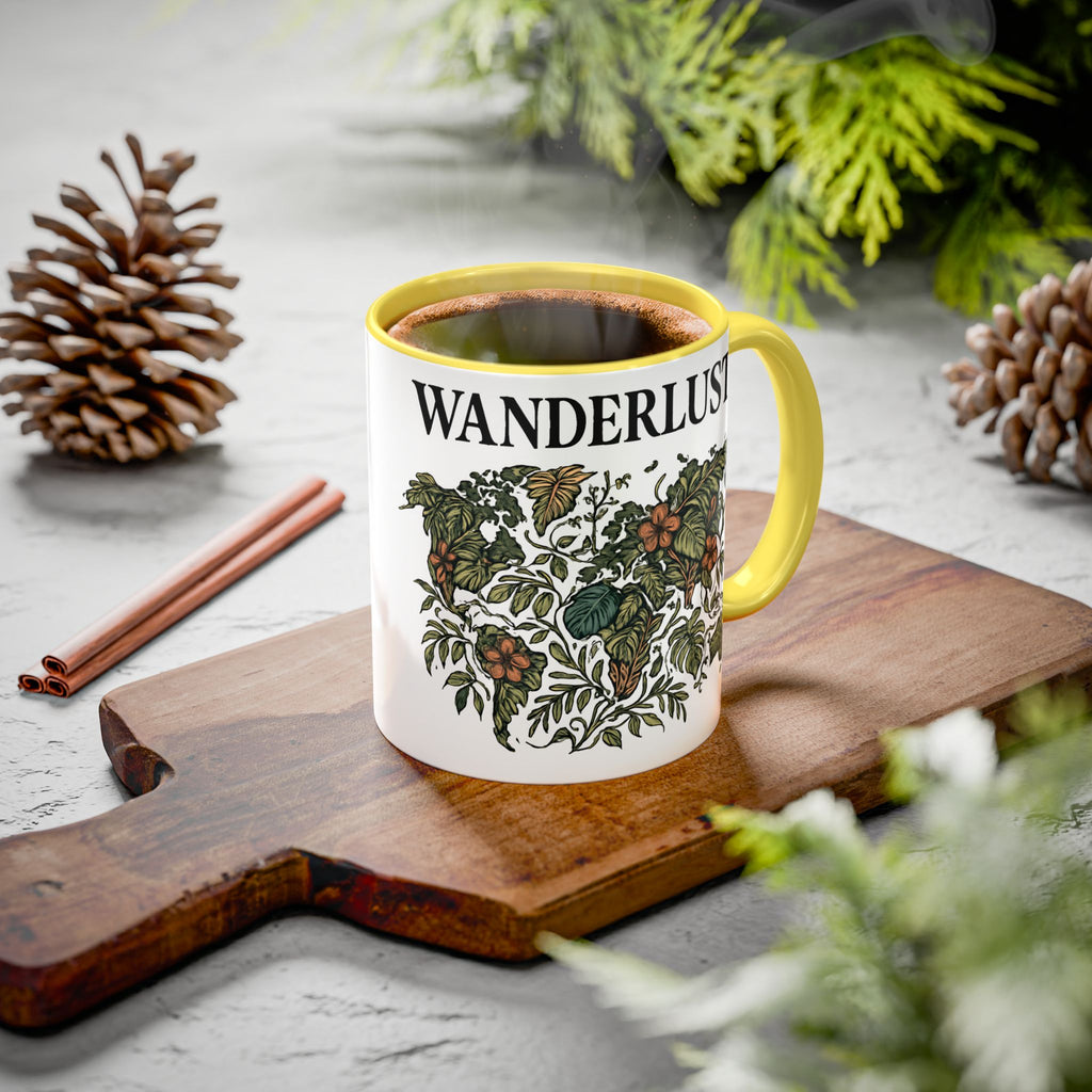 Wanderlust Floral Travel Mug — 11oz/15oz Ceramic Coffee Cup