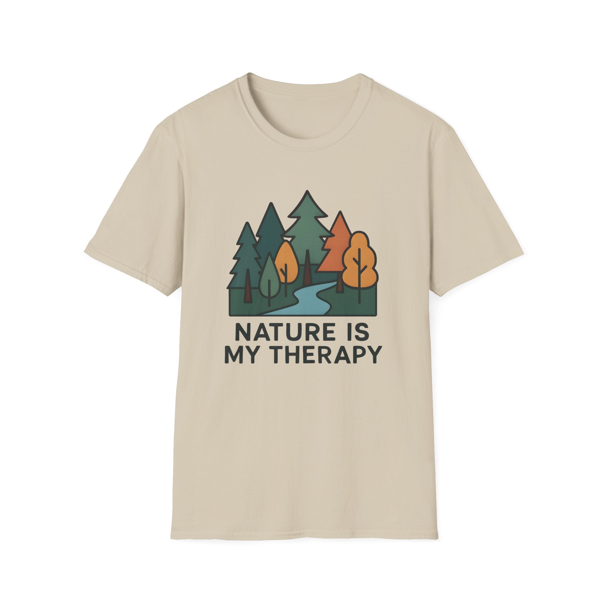 Nature Is My Therapy T-Shirt — Scenic Forest River Graphic Tee