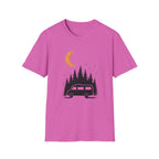 T-Shirt: Retro Camper Night Moon Tee — Forest Van Camping Graphic