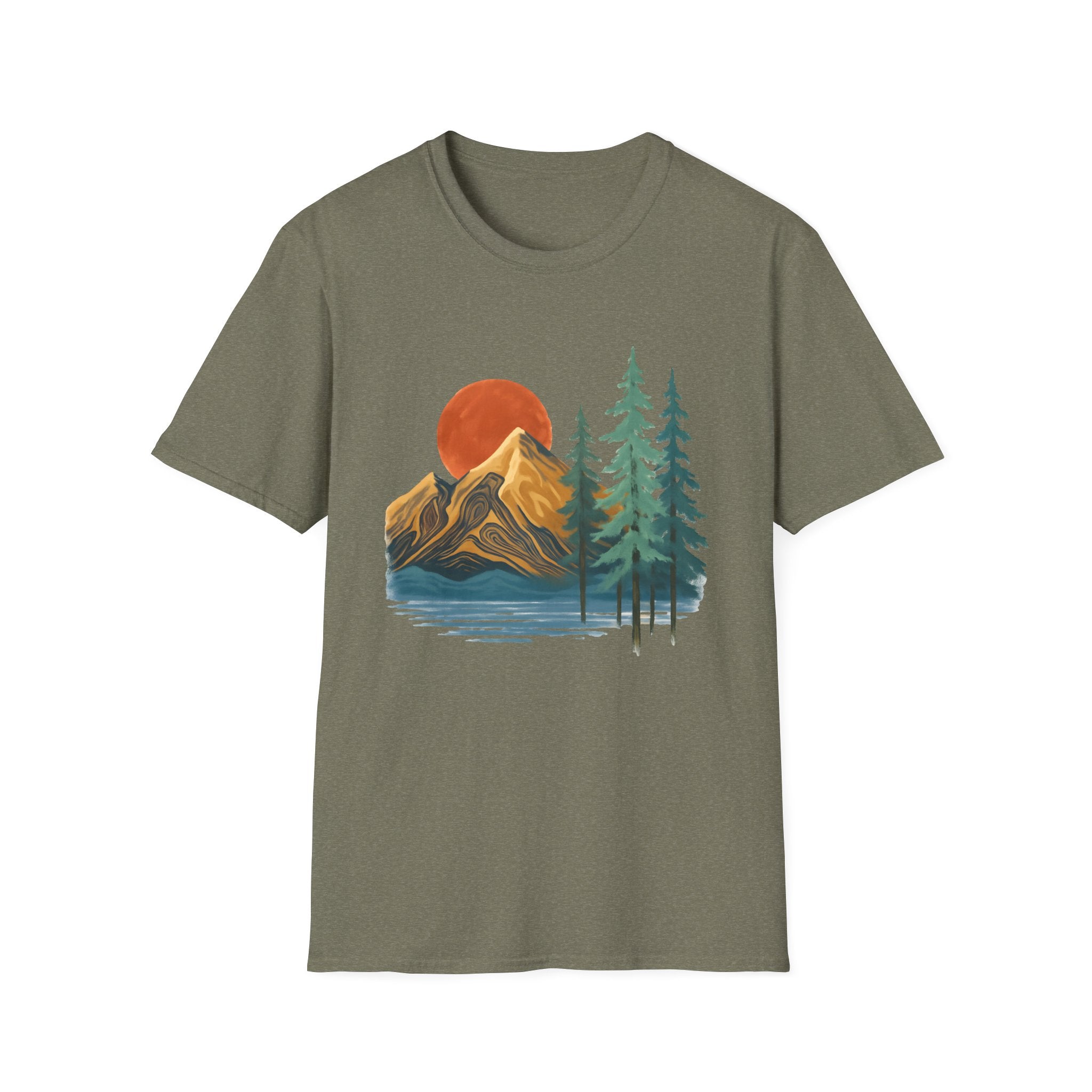 Mountain Sunset T-Shirt — Vintage Pine Forest Graphic