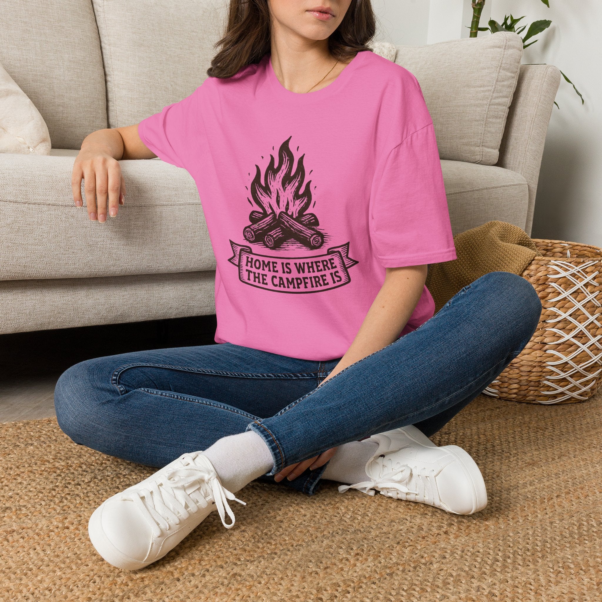 Campfire Graphic T-Shirt — "Home Is Where the Campfire Is" Outdoor Tee