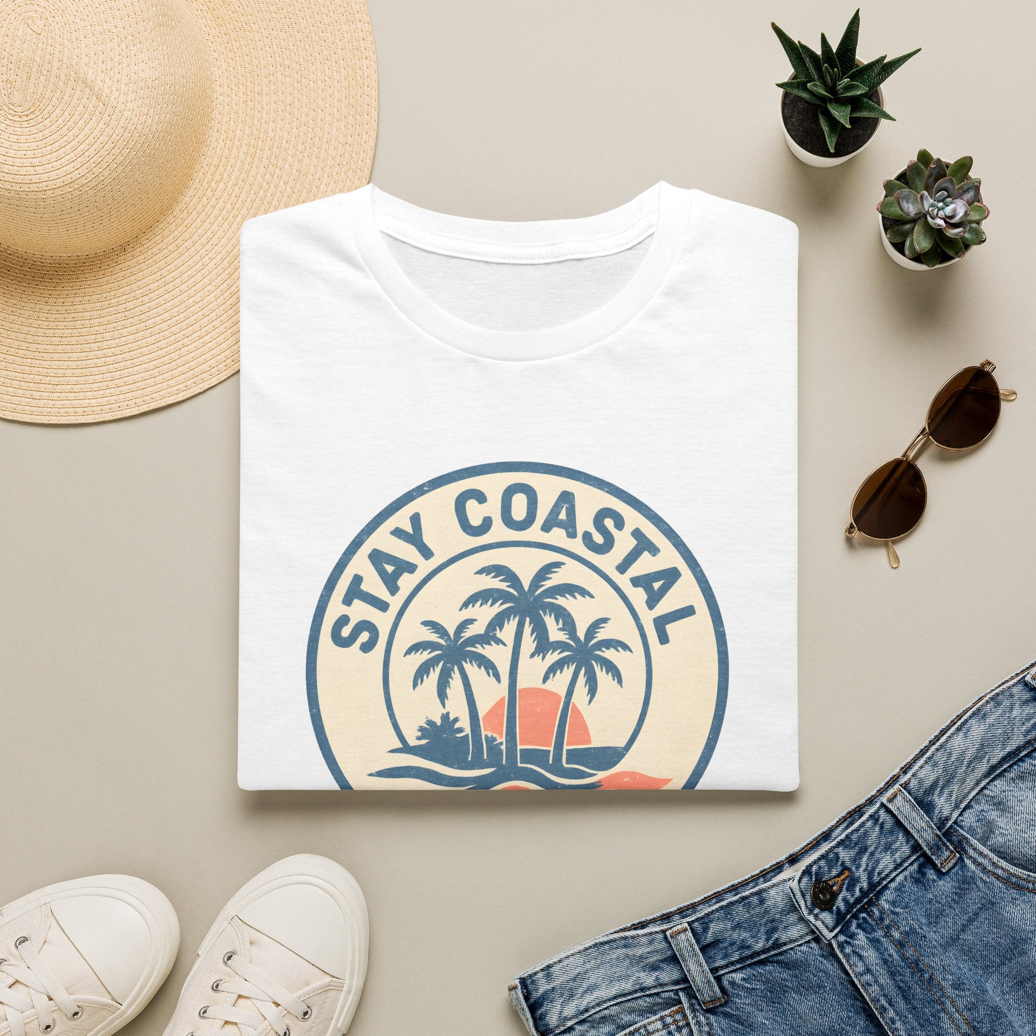 Stay Coastal T-Shirt — Vintage Palm Beach Sunset Tee