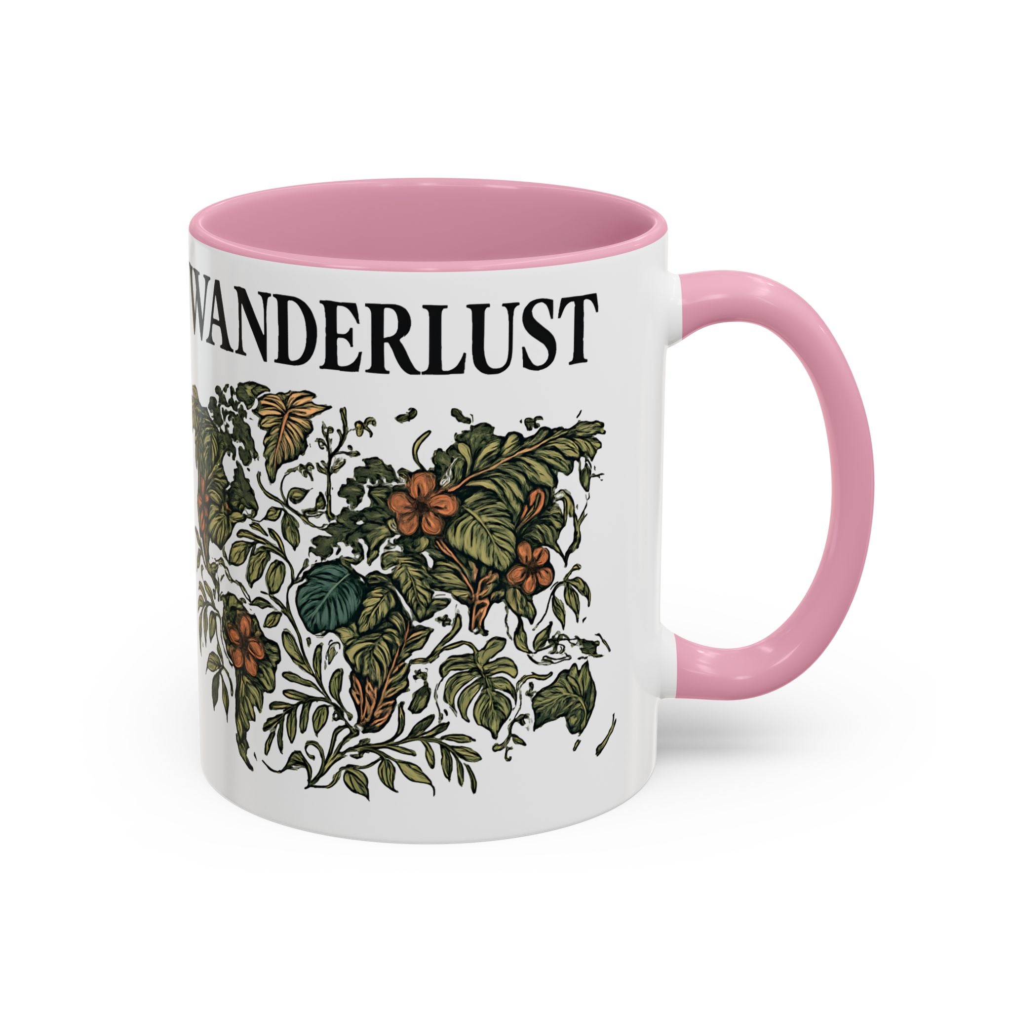 Wanderlust Floral Travel Mug — 11oz/15oz Ceramic Coffee Cup