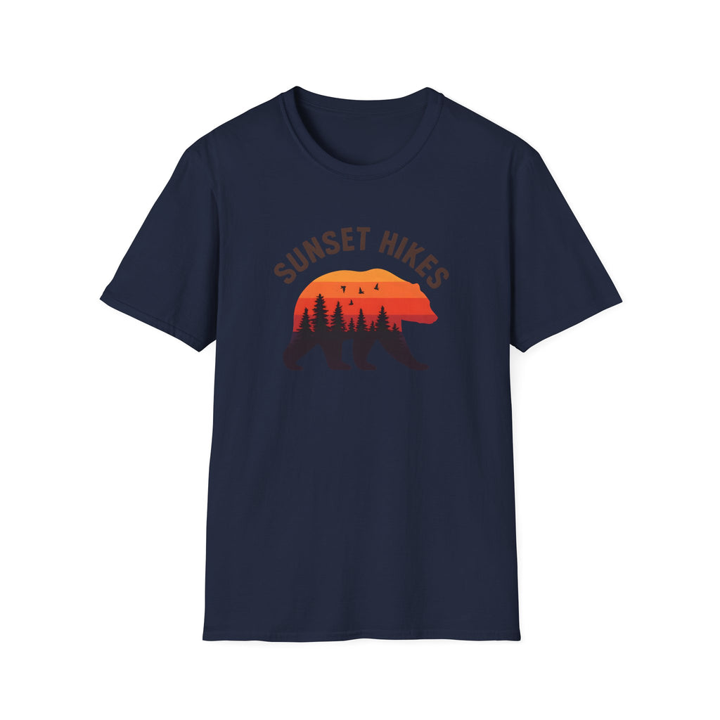 Sunset Hikes T-Shirt — Bear Silhouette Mountain Sunset Tee