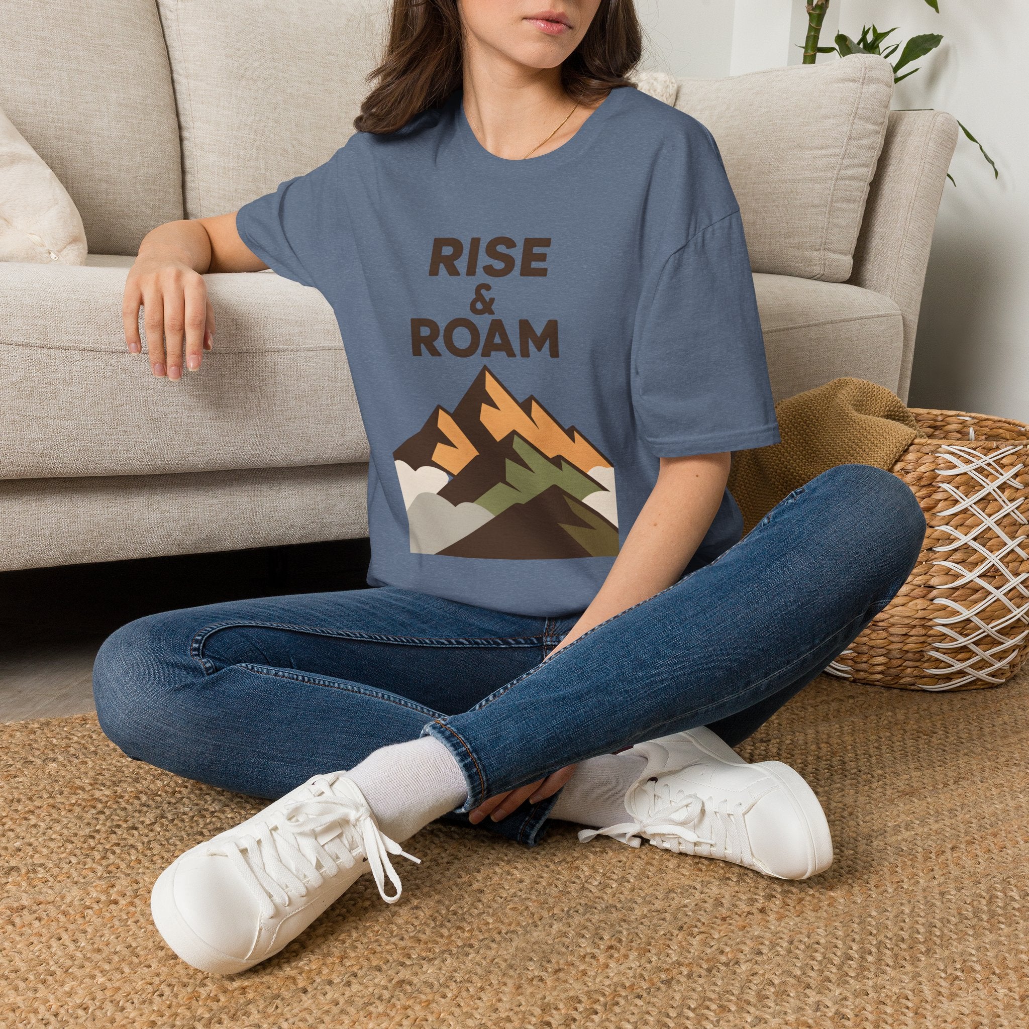 Rise & Roam Mountain T-Shirt — Adventure Graphic Tee for Hikers & Travelers