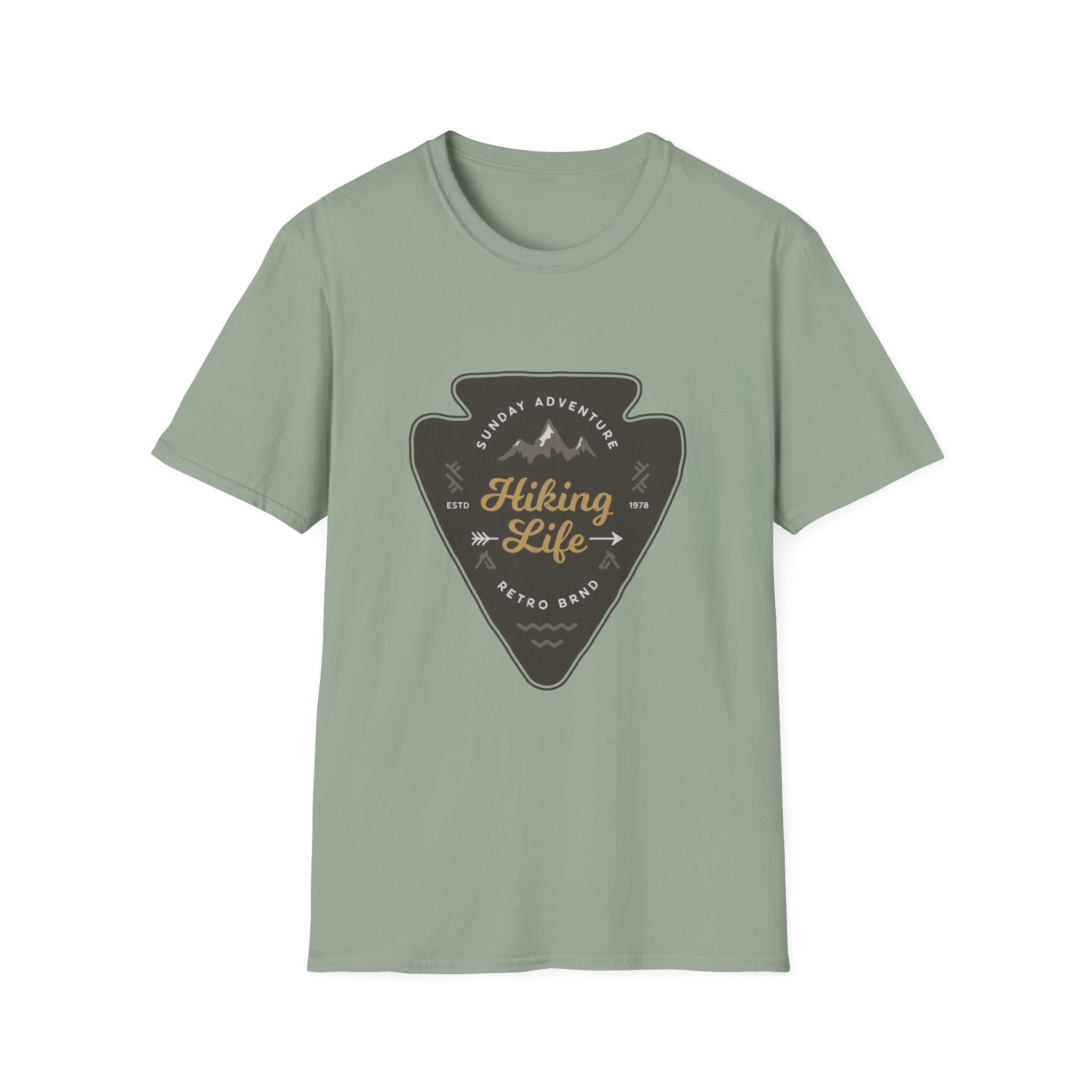 Hiking Life Graphic T-Shirt — Sunday Adventure Mountain Badge Tee