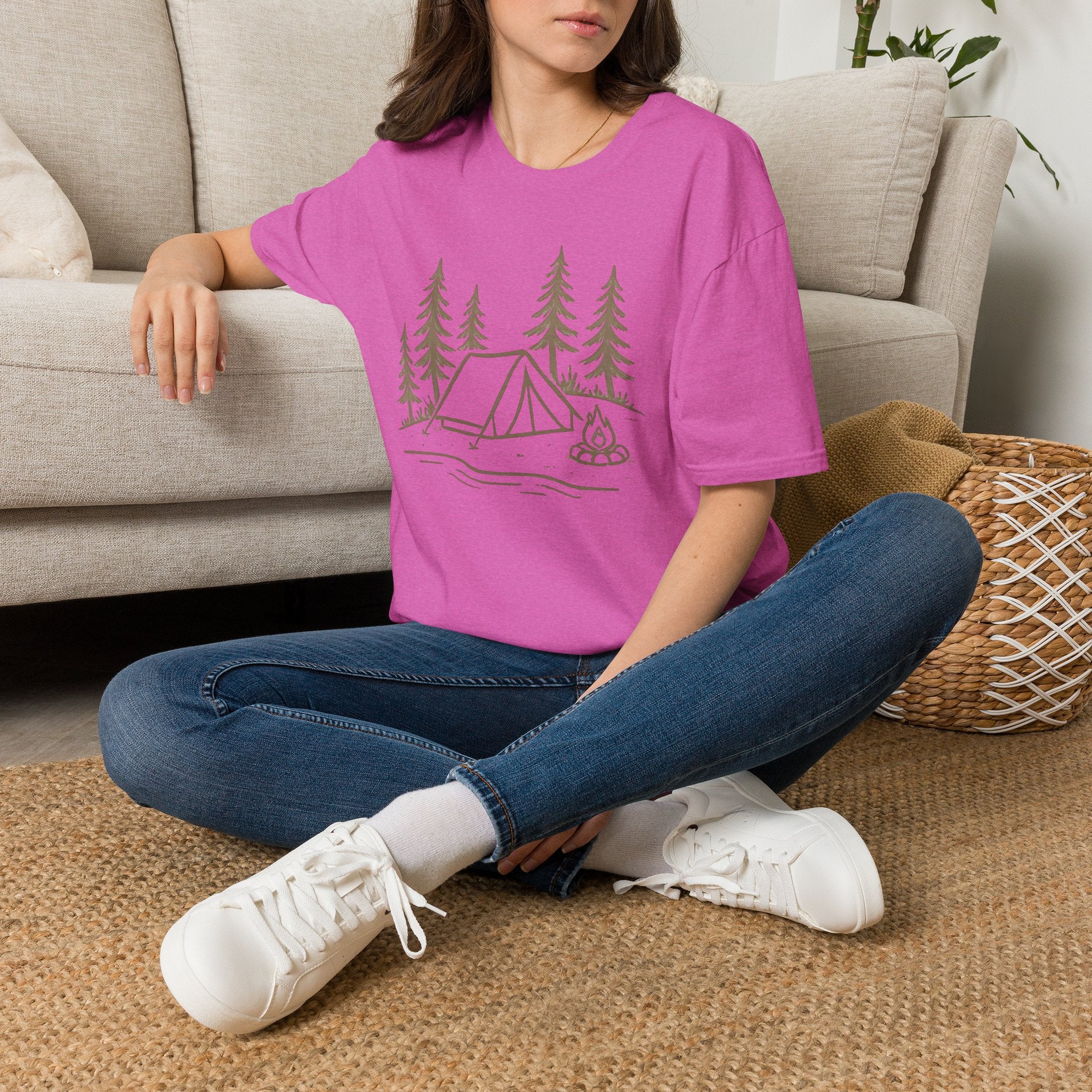 Camping Tent Graphic T-Shirt — Minimal Forest Campsite Tee