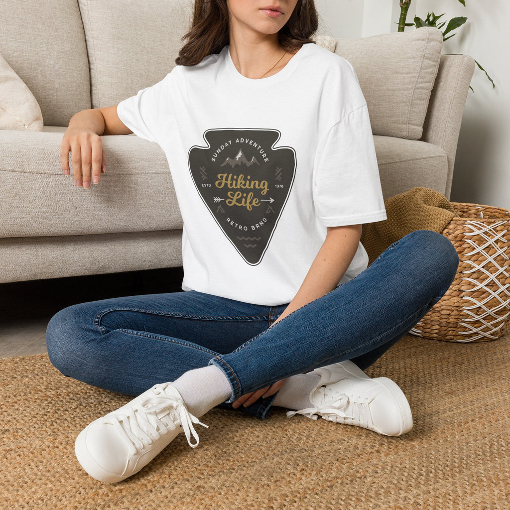 Hiking Life Graphic T-Shirt — Sunday Adventure Mountain Badge Tee