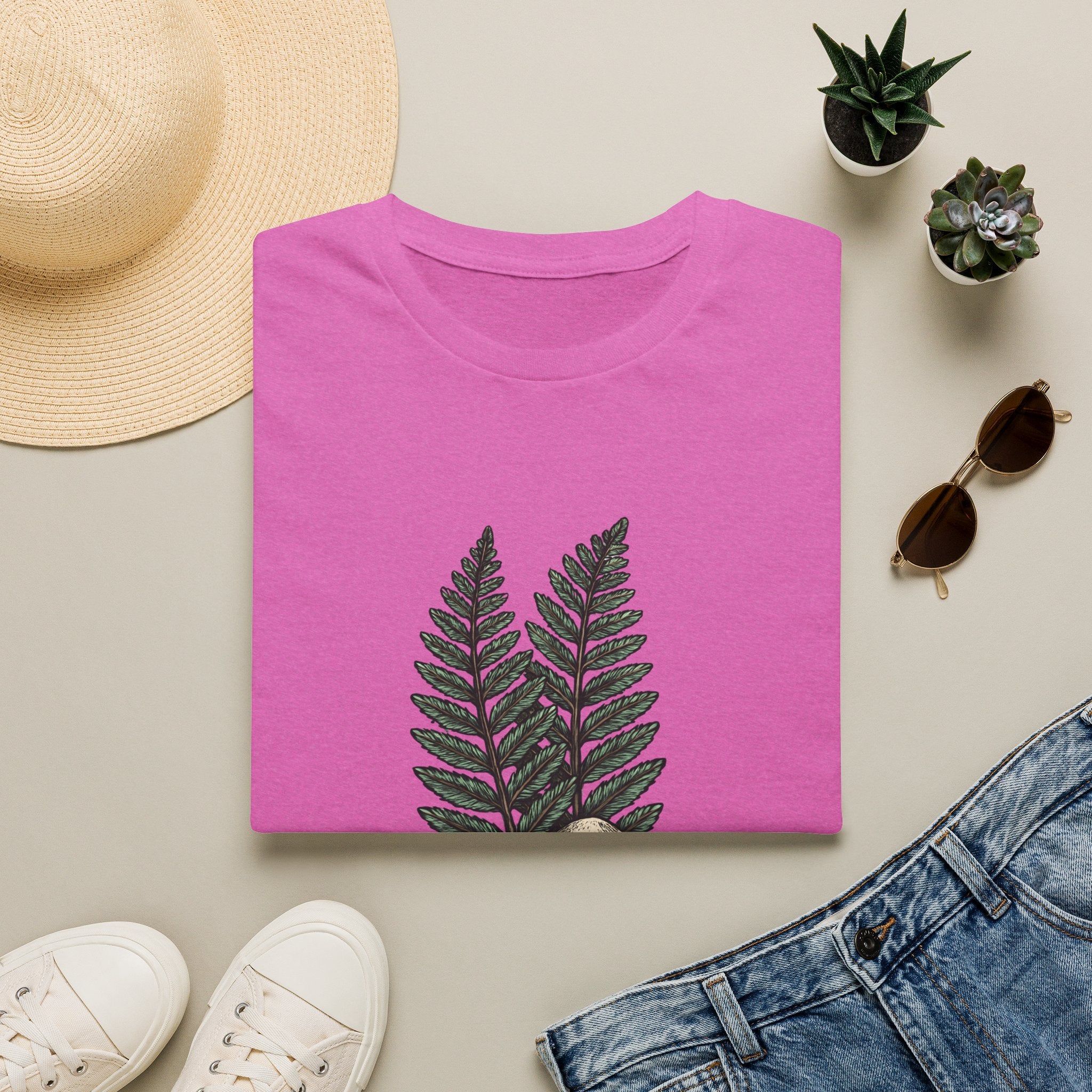 Fern & Mushroom Botanical Tee — Nature-Inspired Graphic T-Shirt