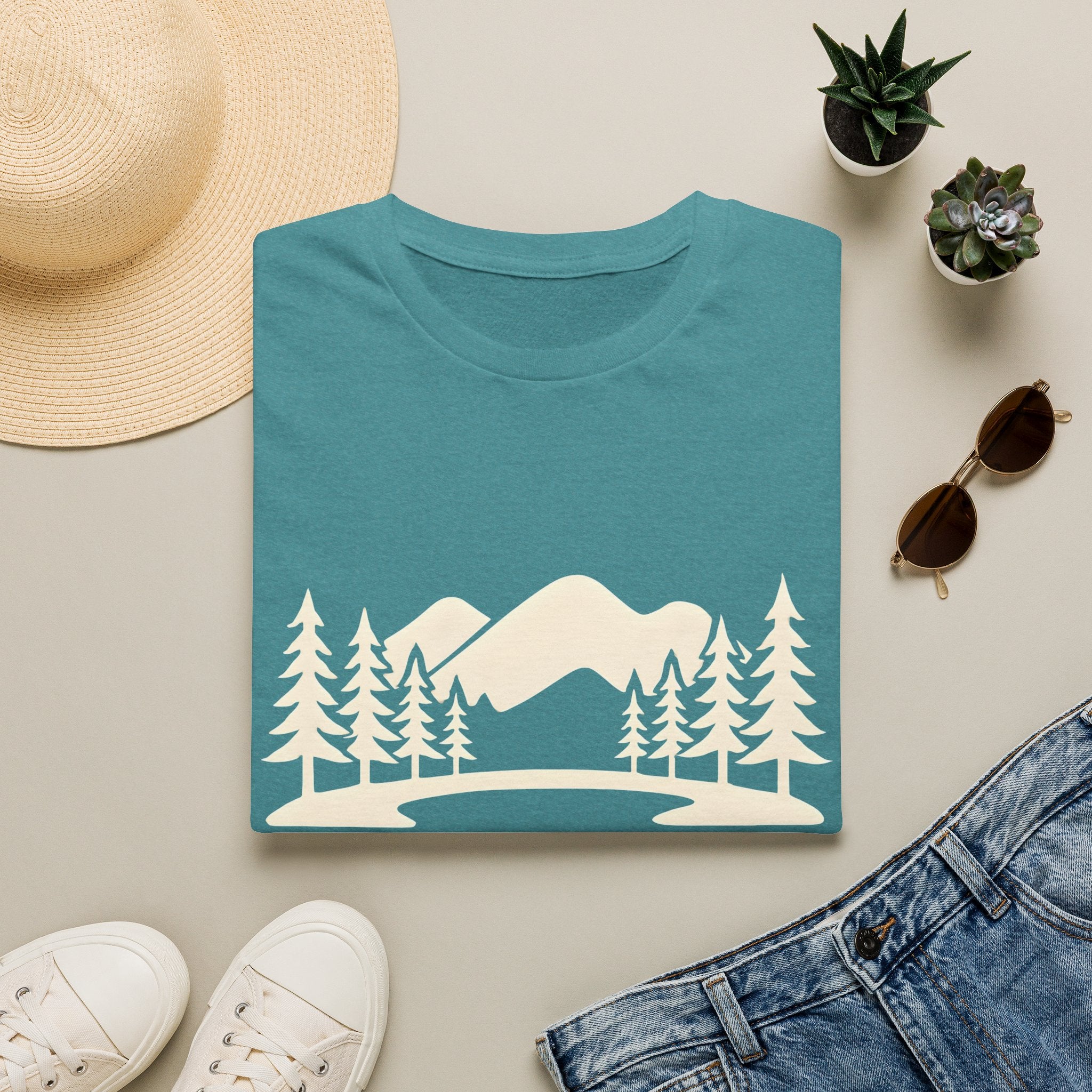 Mountain Pines T-Shirt — Minimal Scenic Forest Graphic