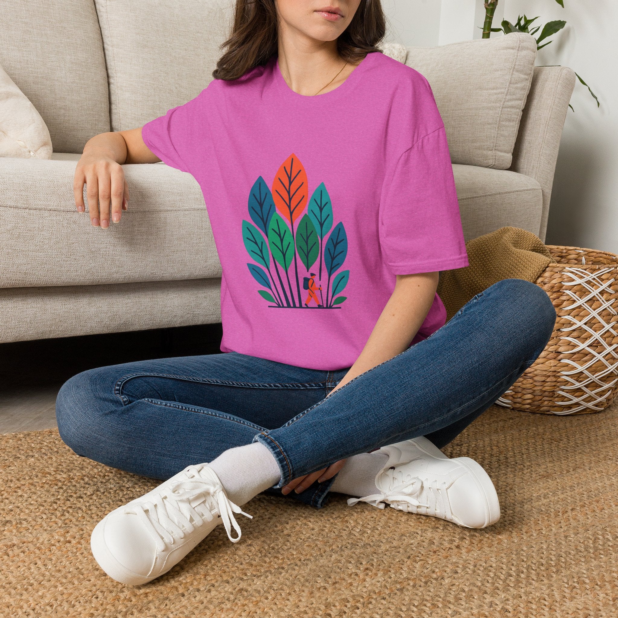 T-Shirt — Minimalist Colorful Leaf Forest Graphic