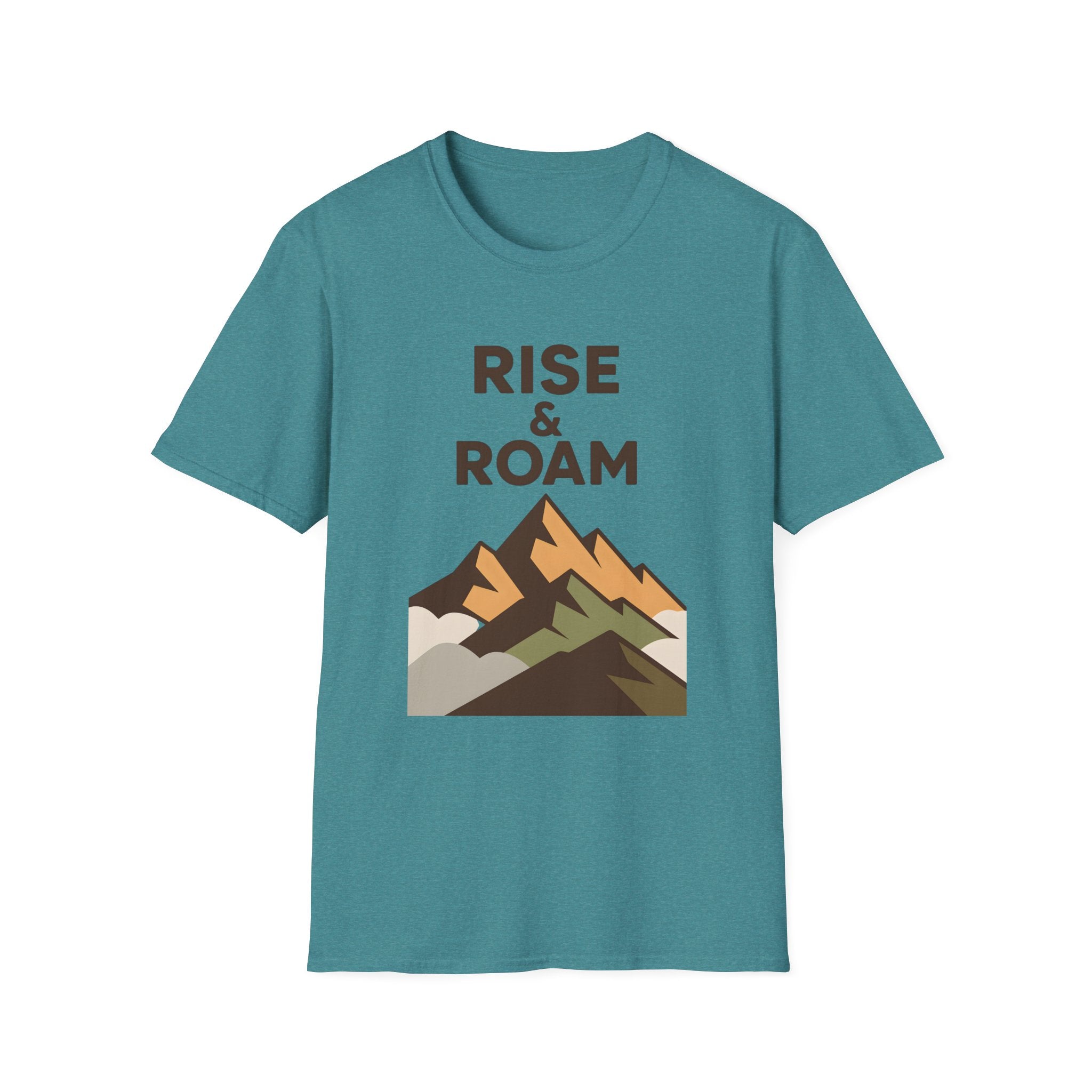 Rise & Roam Mountain T-Shirt — Adventure Graphic Tee for Hikers & Travelers