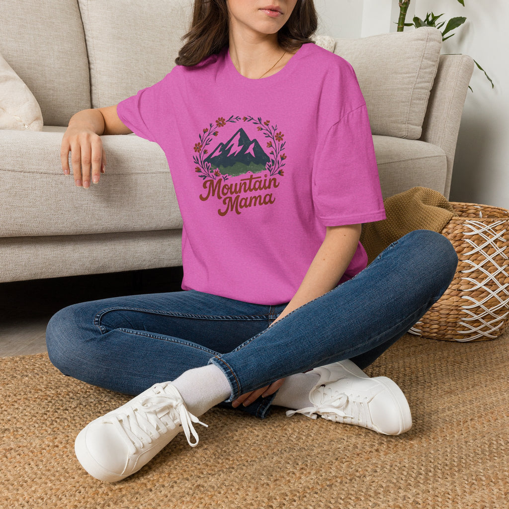 Mountain Mama T-Shirt — Floral Mountain Graphic Tee for Outdoor Moms