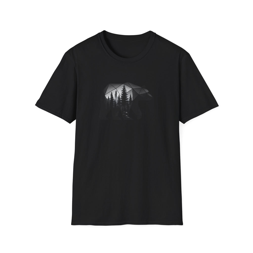 Bear Silhouette T-Shirt — Geometric Forest Graphic Tee