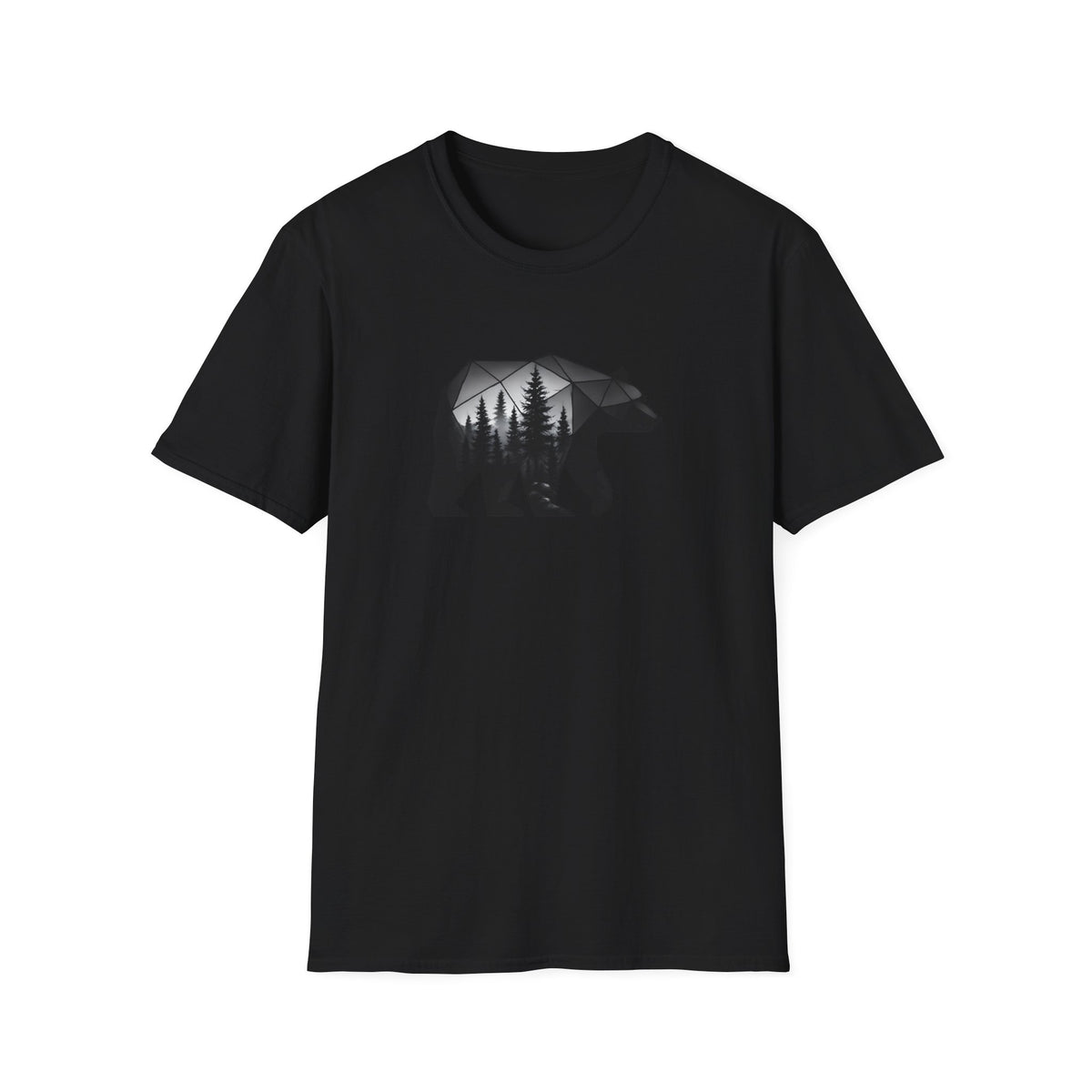 Bear Silhouette T-Shirt — Geometric Forest Graphic Tee