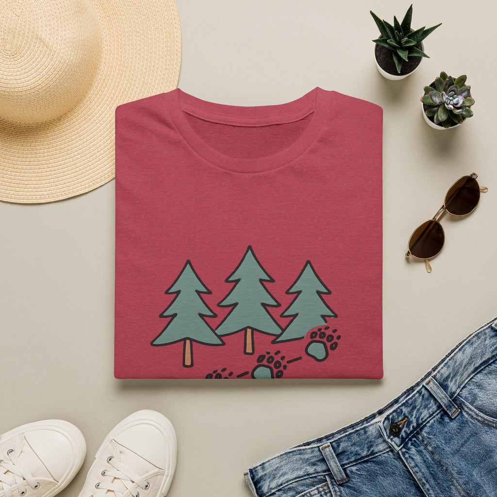 Into the Wild T-Shirt — Pine Trees & Paw Prints Outdoors Tee