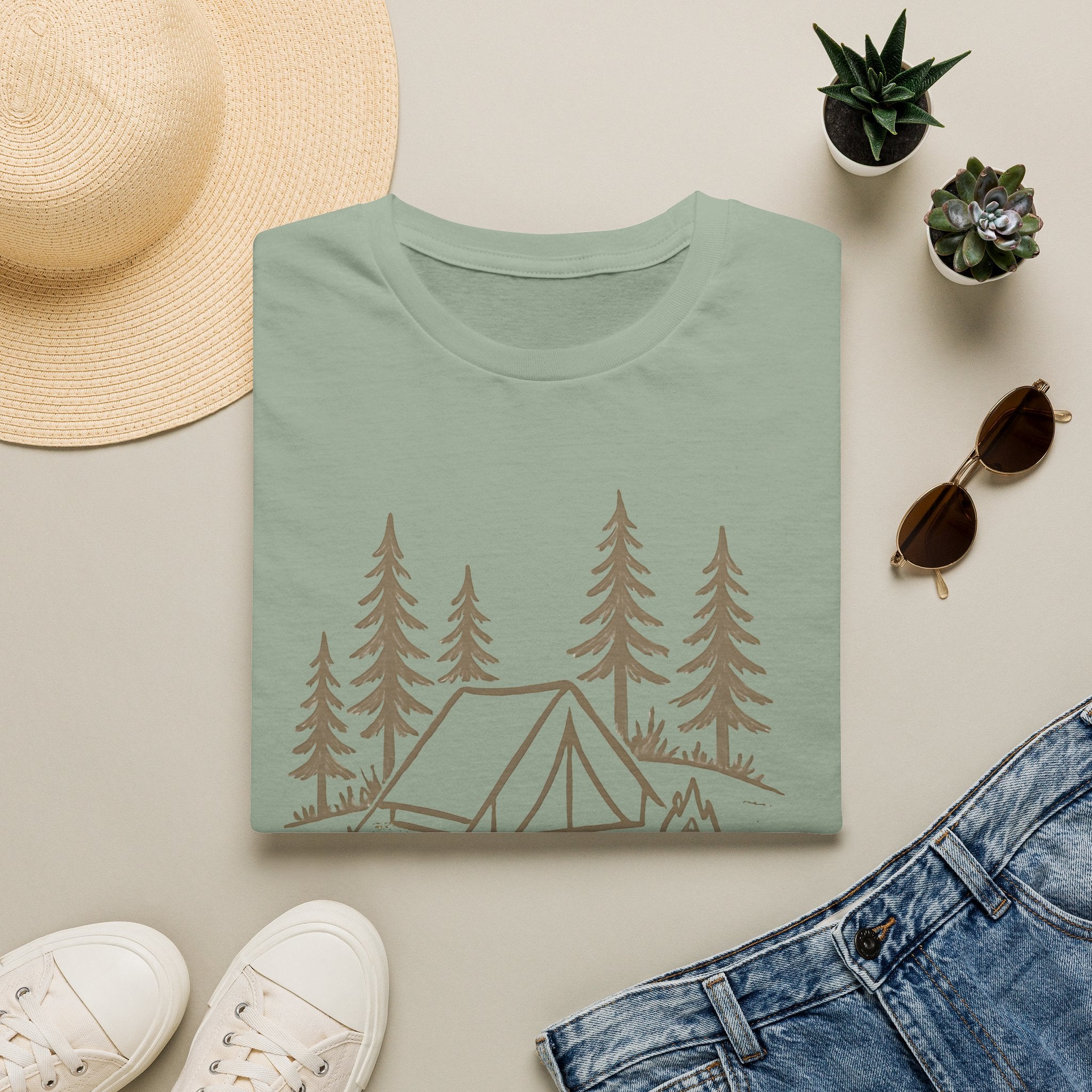 Camping Tent Graphic T-Shirt — Minimal Forest Campsite Tee