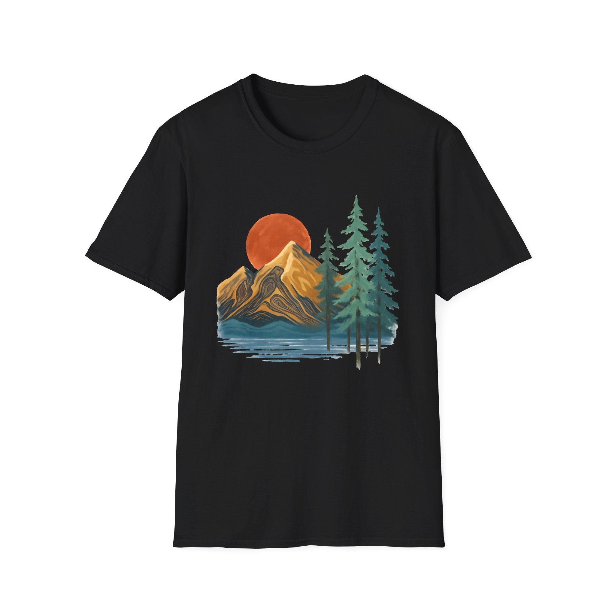 Mountain Sunset T-Shirt — Vintage Pine Forest Graphic