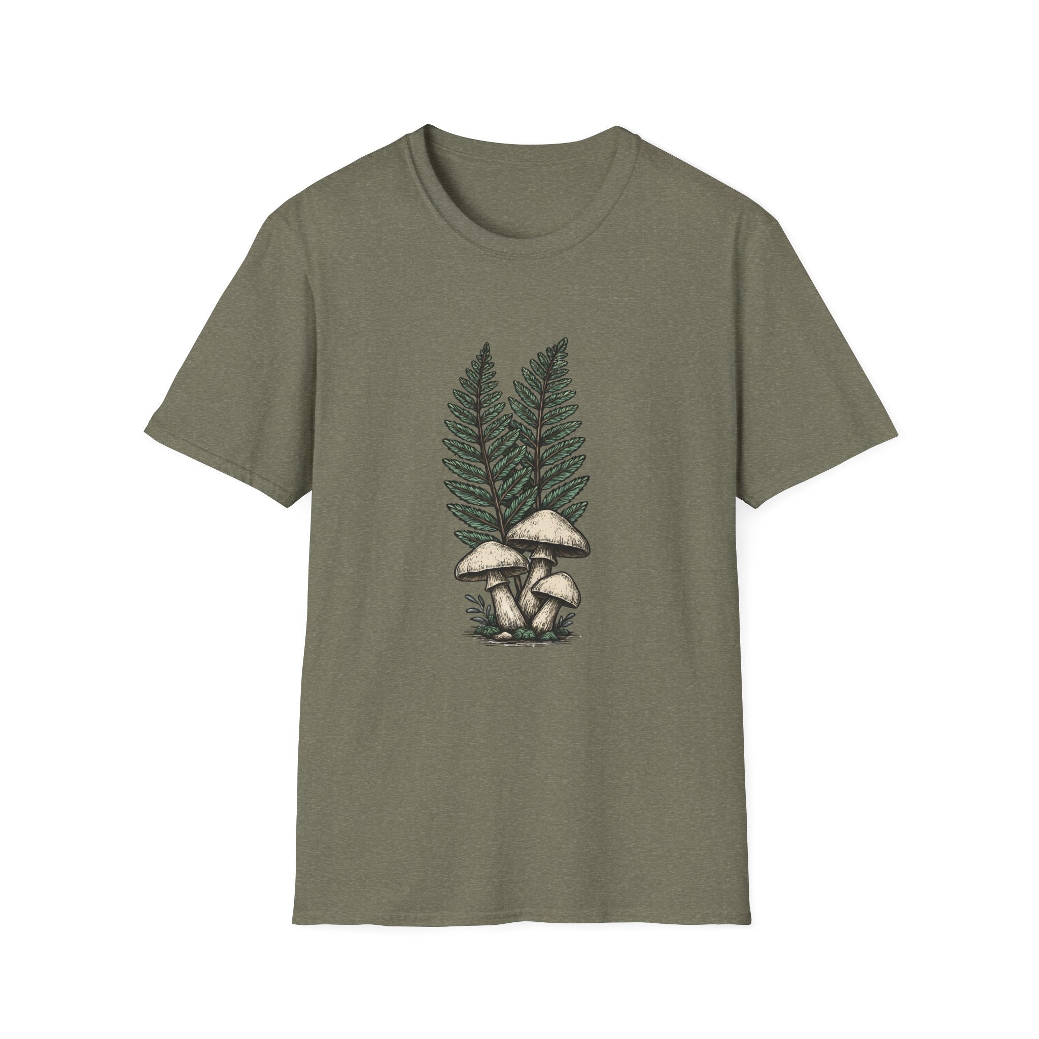 Fern & Mushroom Botanical Tee — Nature-Inspired Graphic T-Shirt