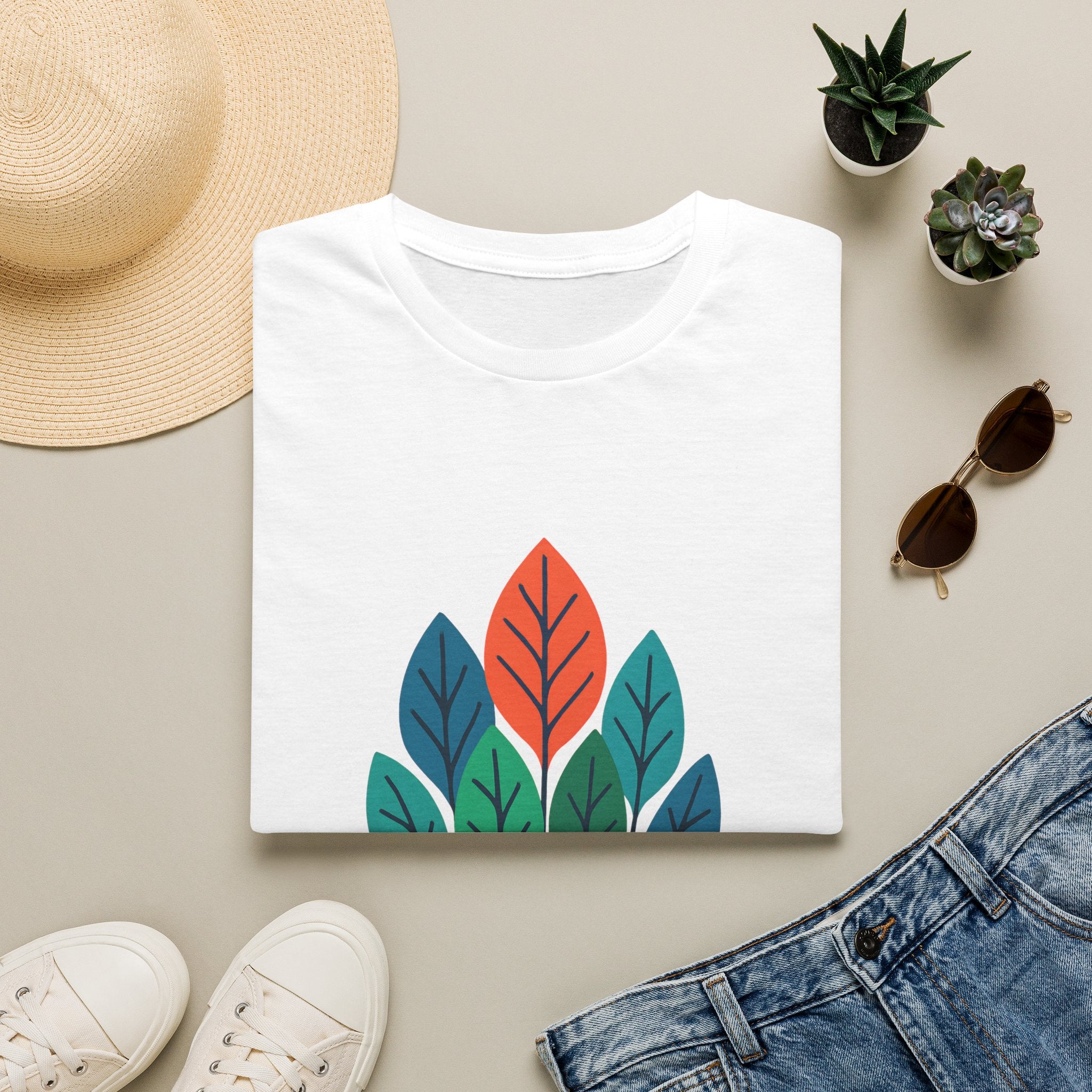 T-Shirt — Minimalist Colorful Leaf Forest Graphic