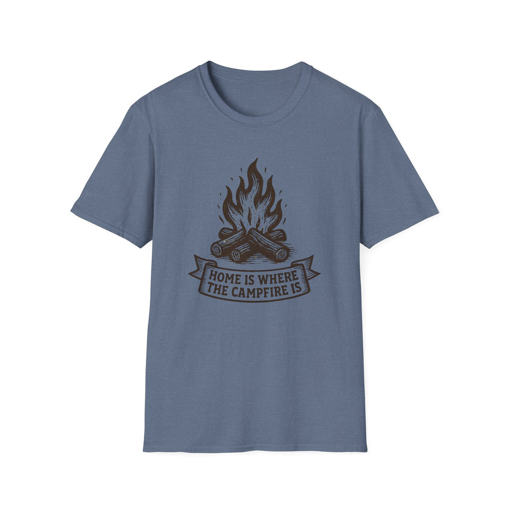 Campfire Graphic T-Shirt — "Home Is Where the Campfire Is" Outdoor Tee
