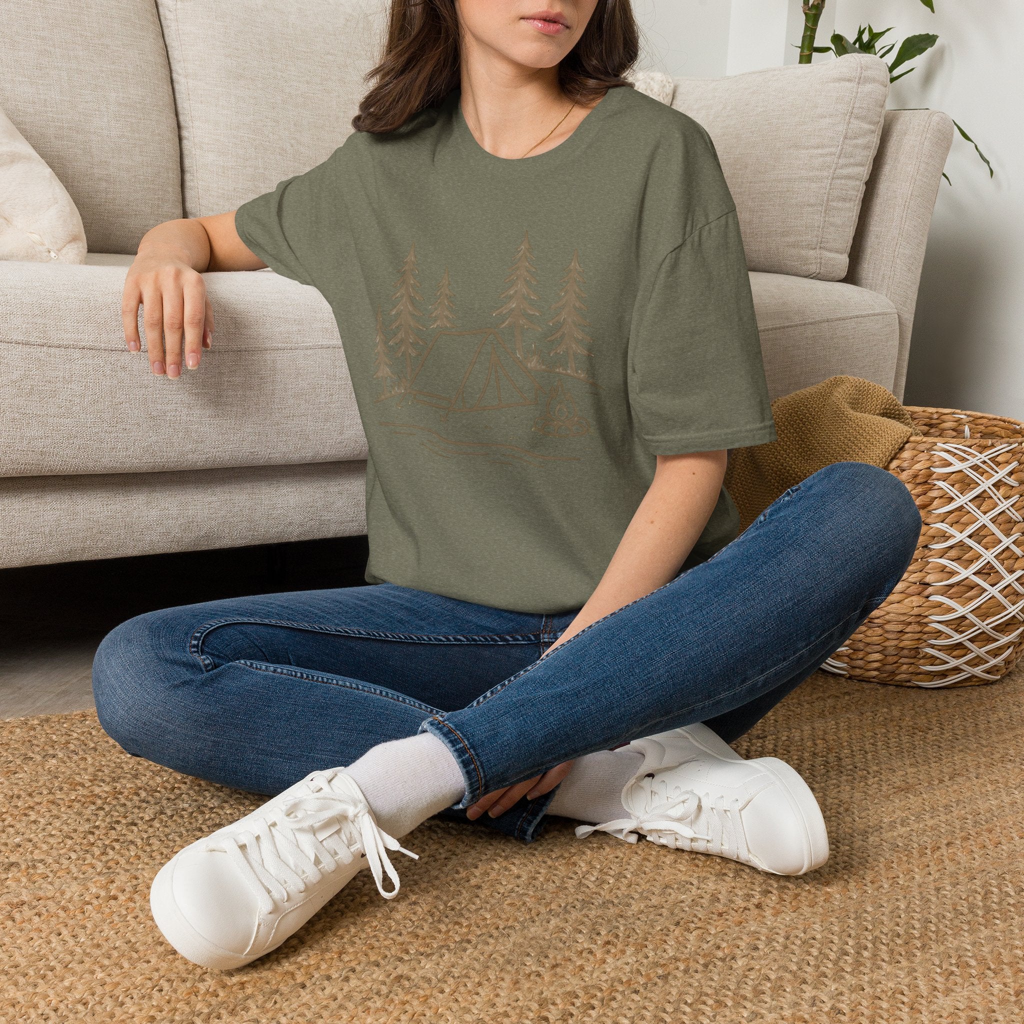 Camping Tent Graphic T-Shirt — Minimal Forest Campsite Tee