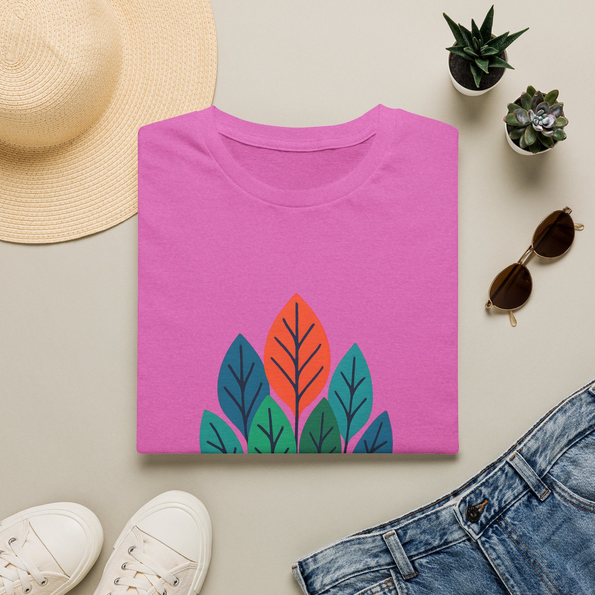 T-Shirt — Minimalist Colorful Leaf Forest Graphic