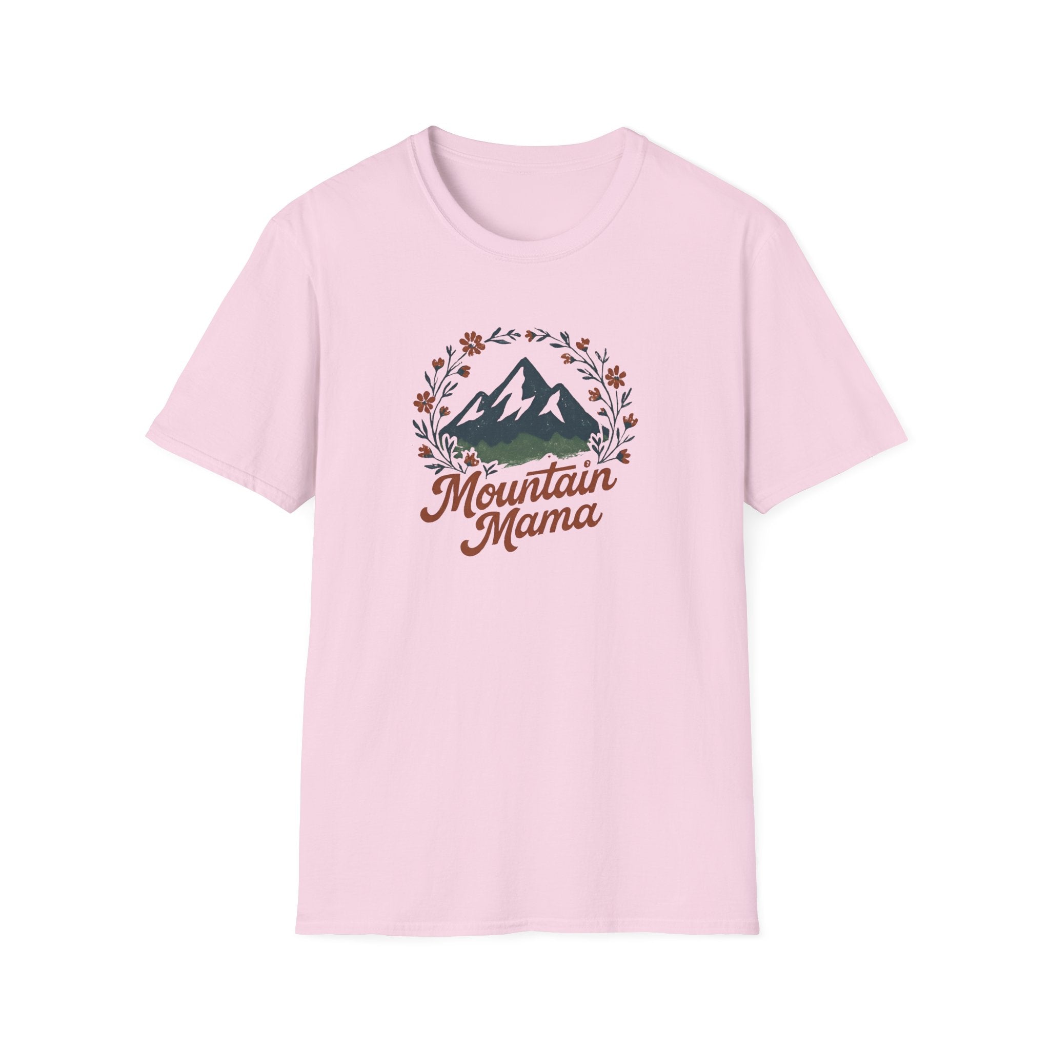 Mountain Mama T-Shirt — Floral Mountain Graphic Tee for Outdoor Moms
