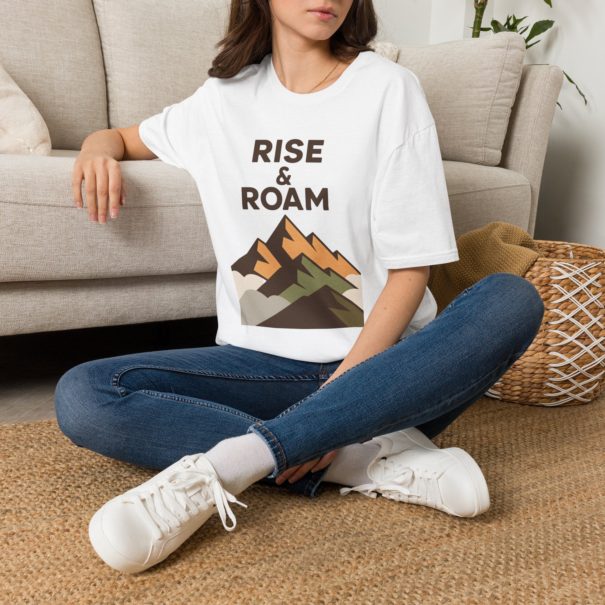 Rise & Roam Mountain T-Shirt — Adventure Graphic Tee for Hikers & Travelers