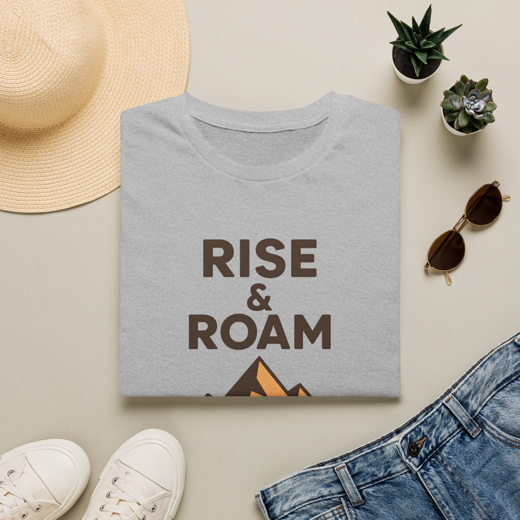 Rise & Roam Mountain T-Shirt — Adventure Graphic Tee for Hikers & Travelers
