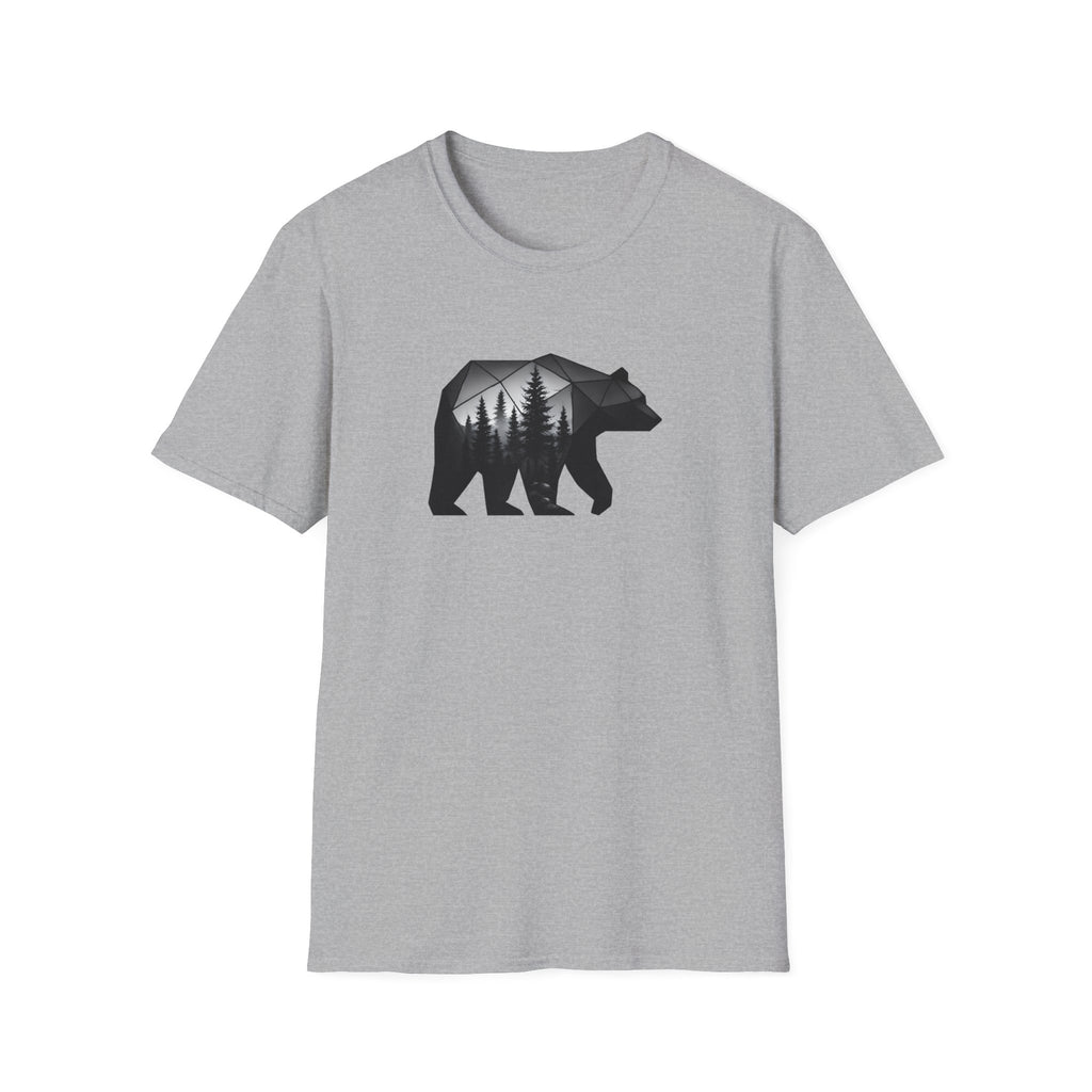 Bear Silhouette T-Shirt — Geometric Forest Graphic Tee