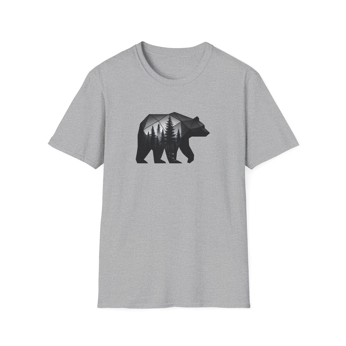 Bear Silhouette T-Shirt — Geometric Forest Graphic Tee