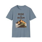 Rise & Roam Mountain T-Shirt — Adventure Graphic Tee for Hikers & Travelers