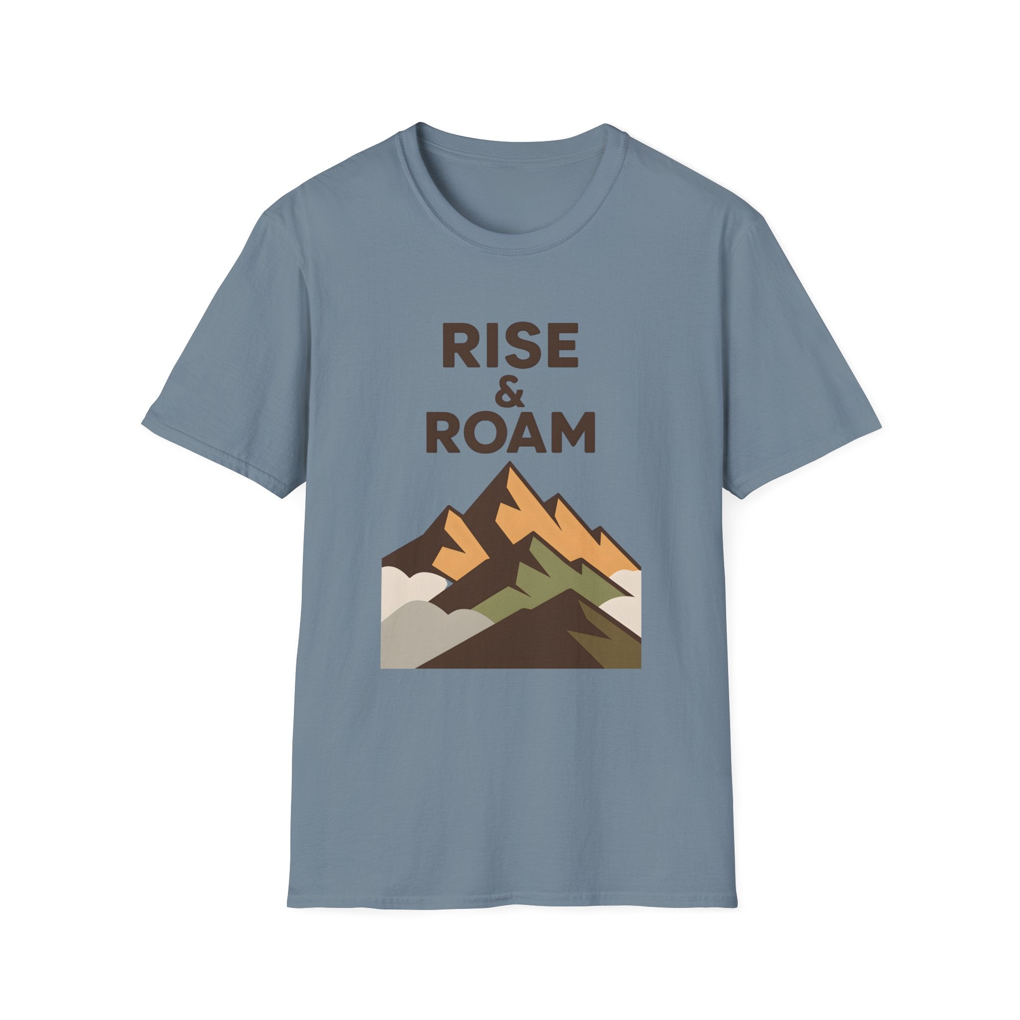 Rise & Roam Mountain T-Shirt — Adventure Graphic Tee for Hikers & Travelers
