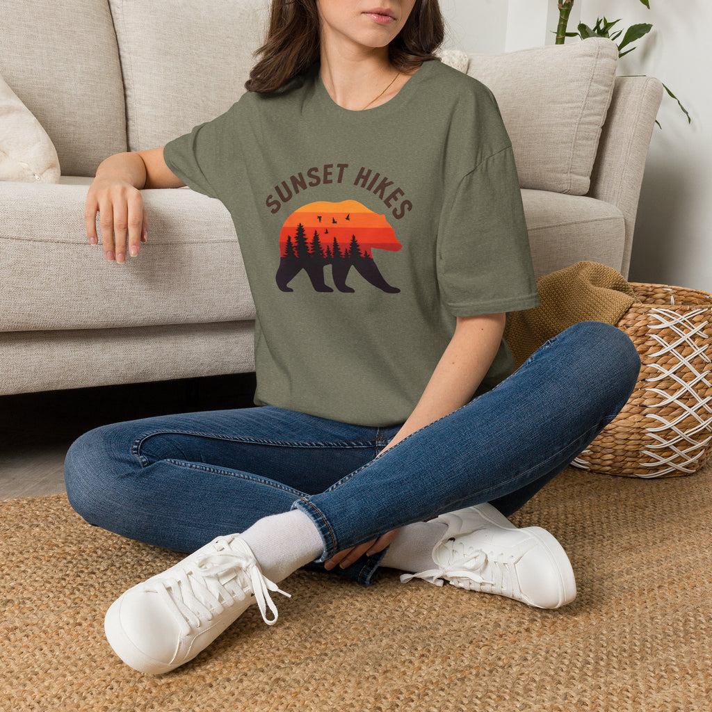 Sunset Hikes T-Shirt — Bear Silhouette Mountain Sunset Tee