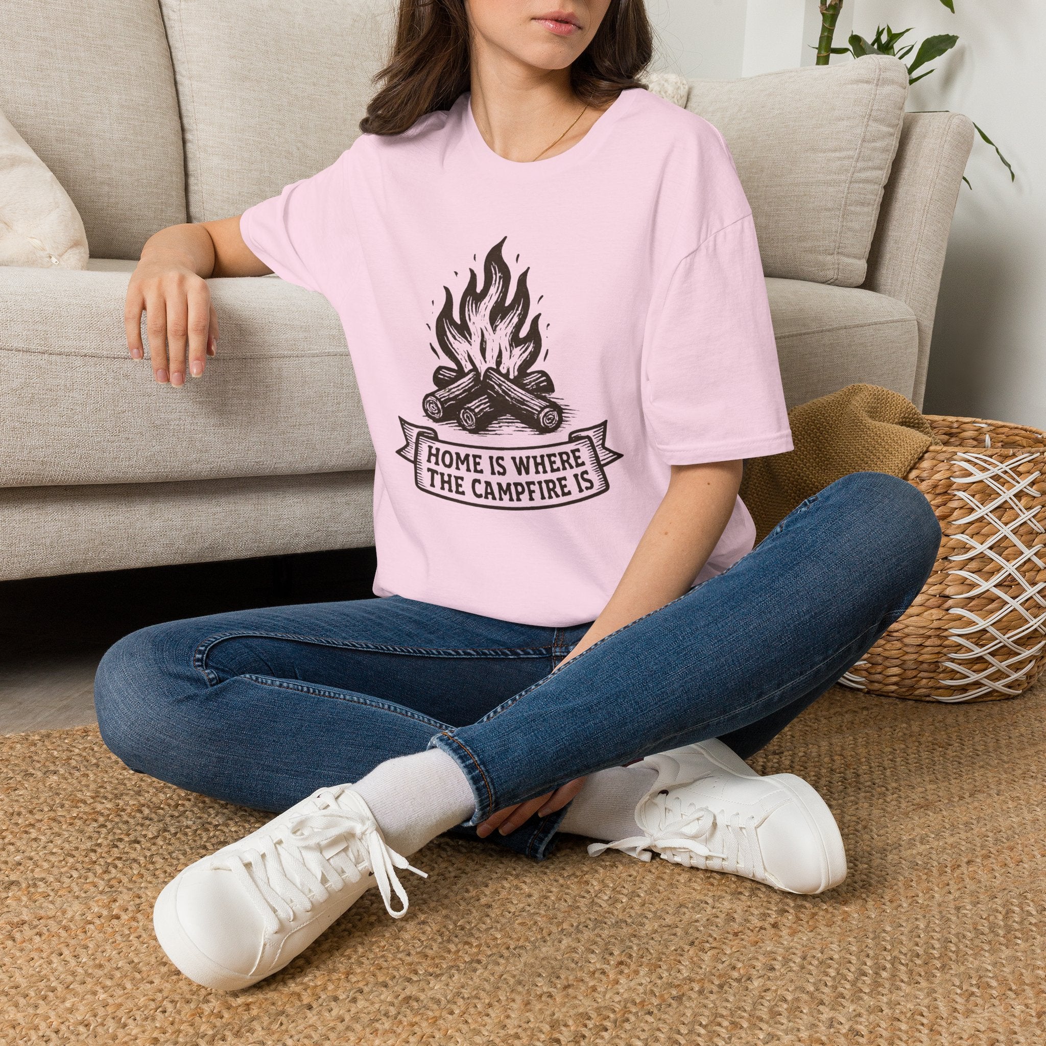 Campfire Graphic T-Shirt — "Home Is Where the Campfire Is" Outdoor Tee