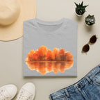 Autumn Lake Reflection T-Shirt — Orange Fall Trees Graphic Tee
