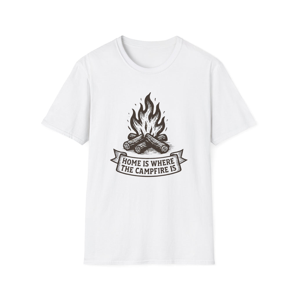 Campfire Graphic T-Shirt — "Home Is Where the Campfire Is" Outdoor Tee
