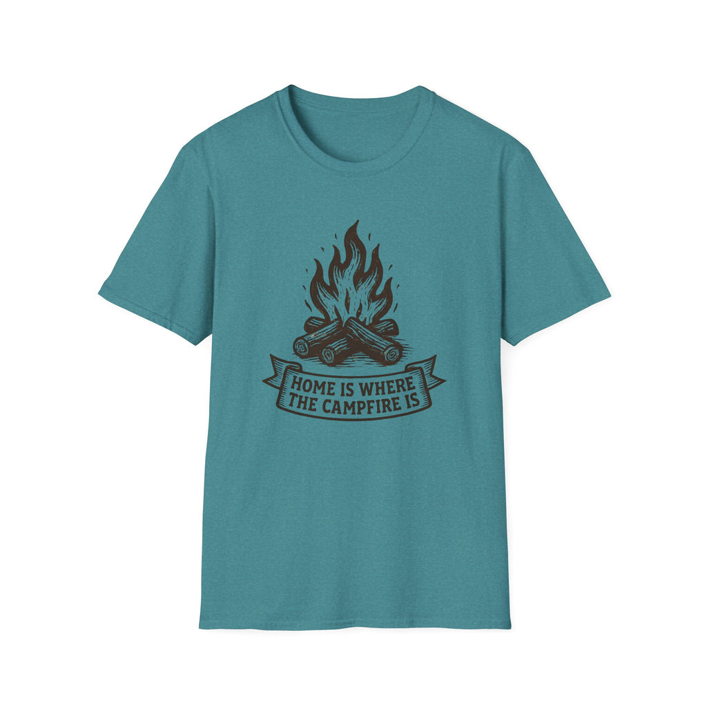 Campfire Graphic T-Shirt — "Home Is Where the Campfire Is" Outdoor Tee
