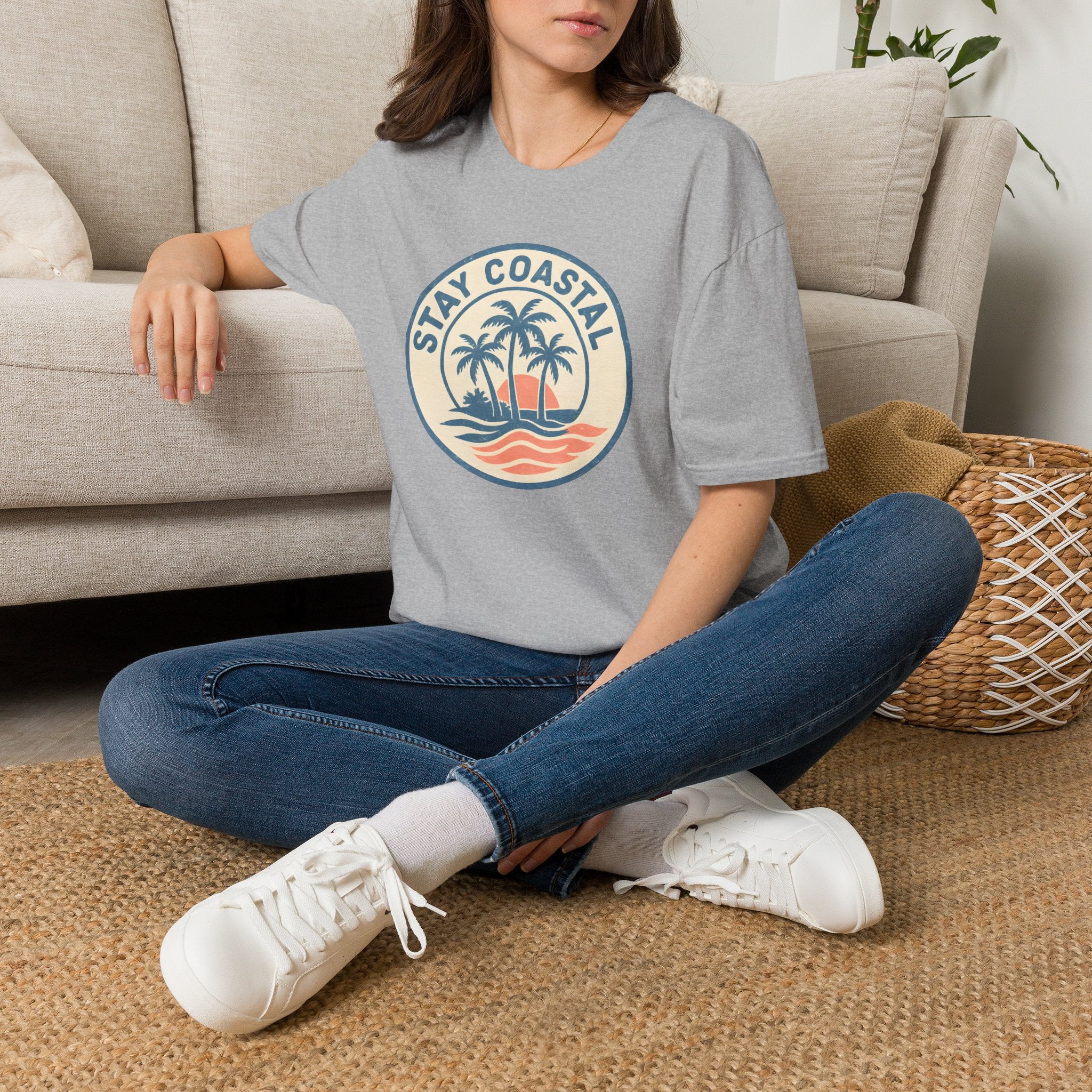 Stay Coastal T-Shirt — Vintage Palm Beach Sunset Tee