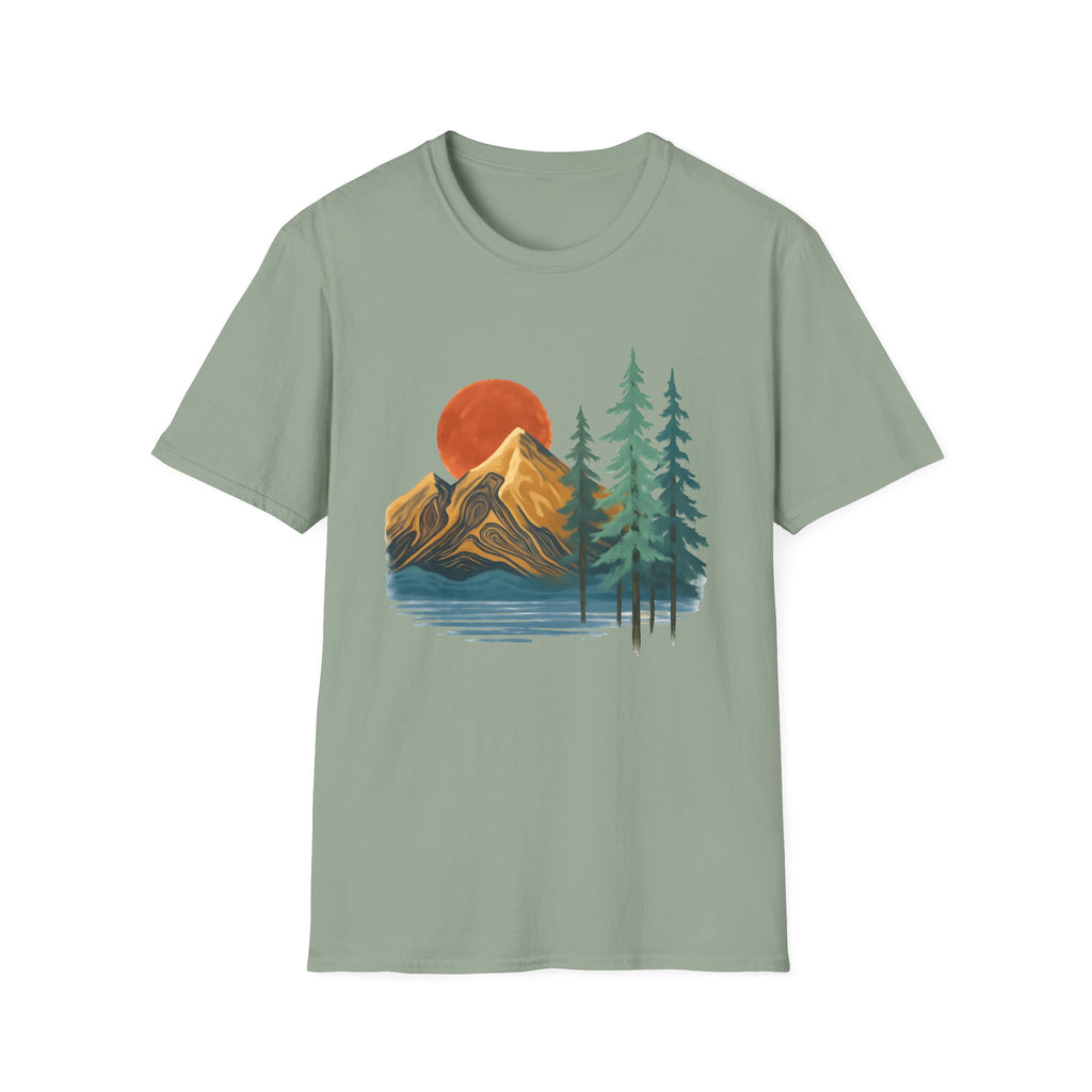 Mountain Sunset T-Shirt — Vintage Pine Forest Graphic