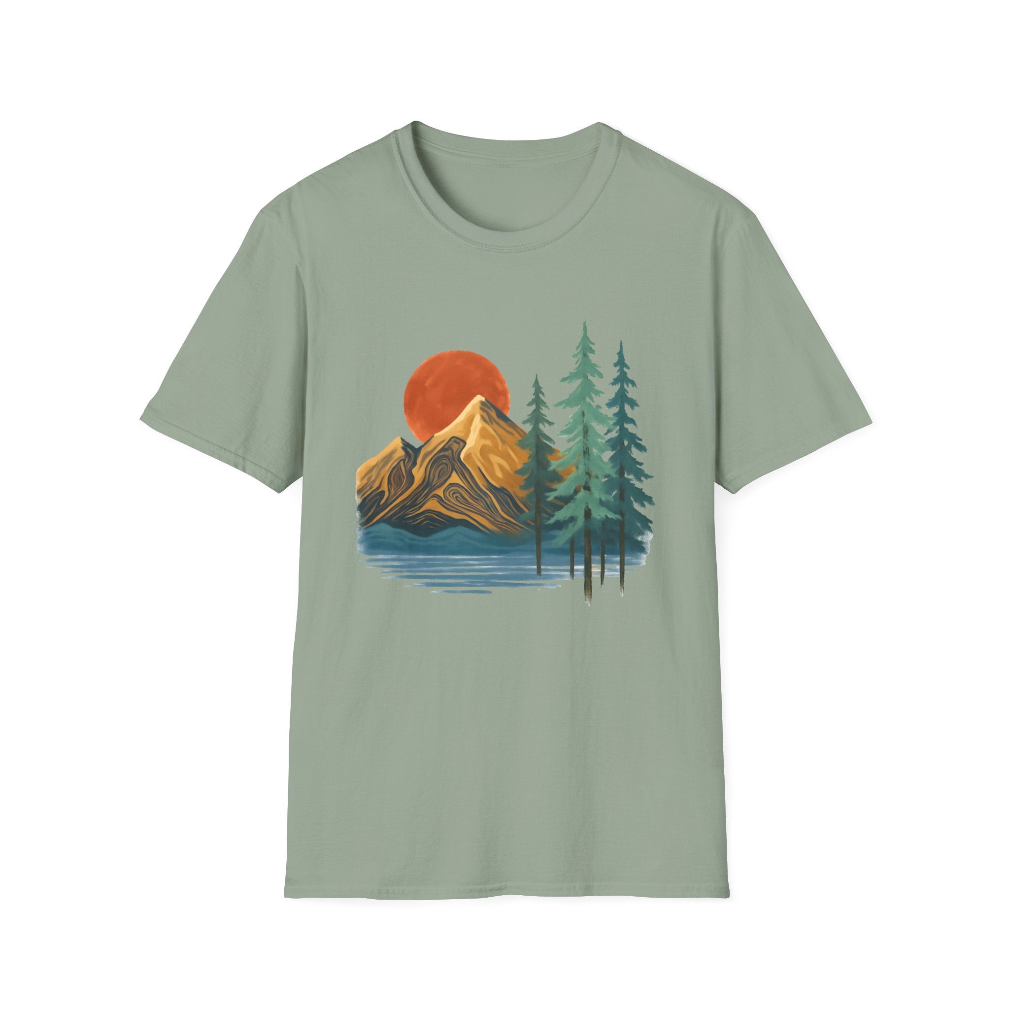 Mountain Sunset T-Shirt — Vintage Pine Forest Graphic