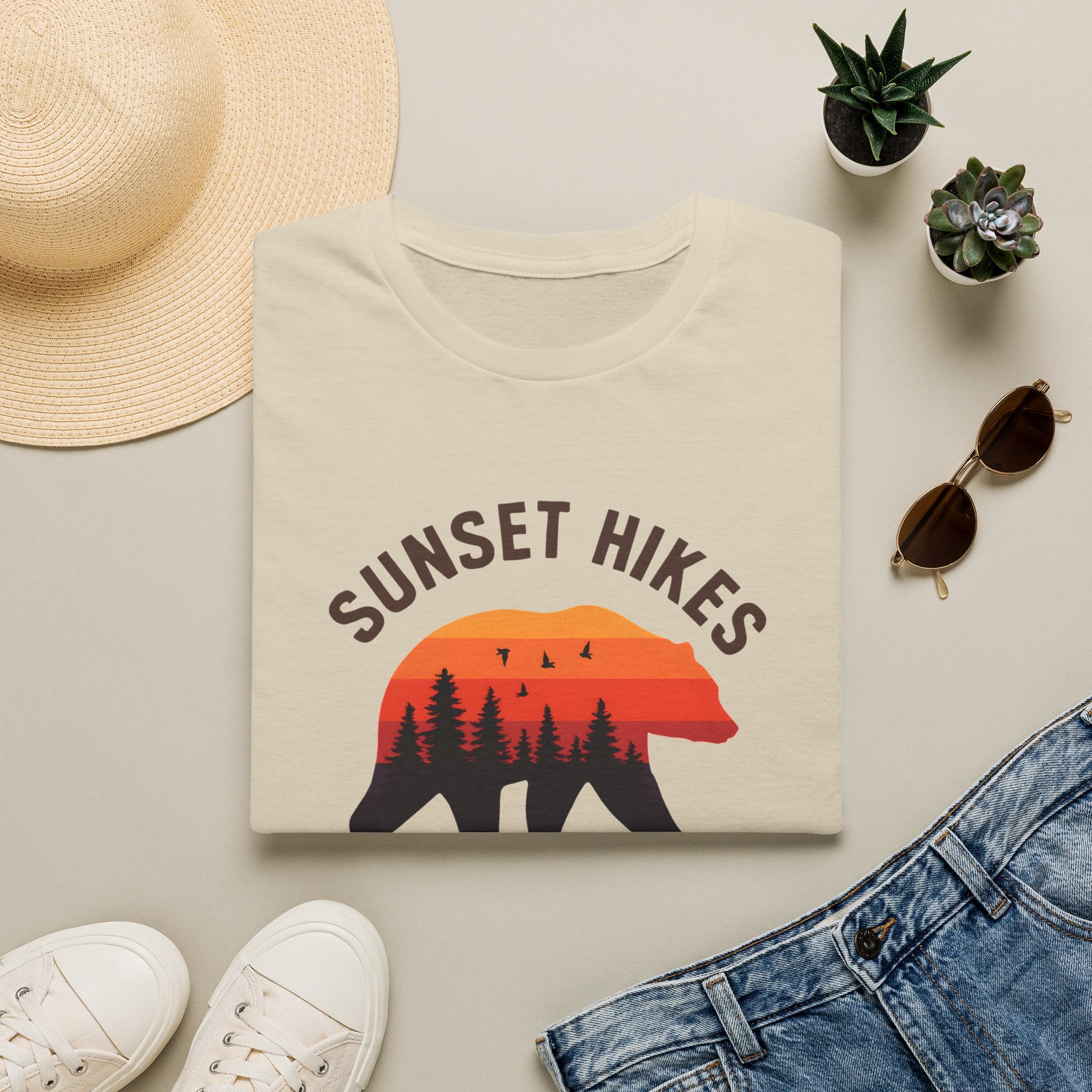 Sunset Hikes T-Shirt — Bear Silhouette Mountain Sunset Tee