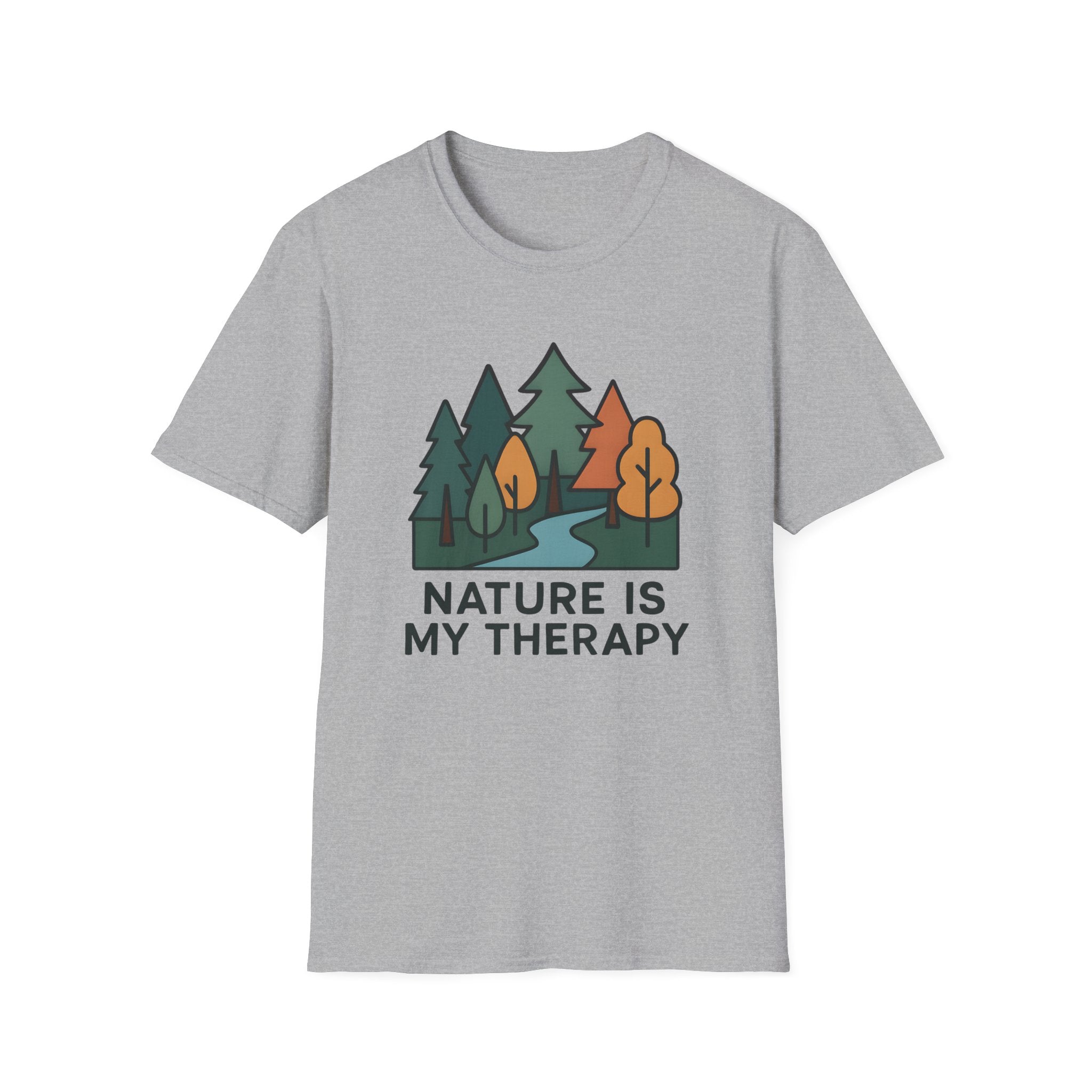 Nature Is My Therapy T-Shirt — Scenic Forest River Graphic Tee