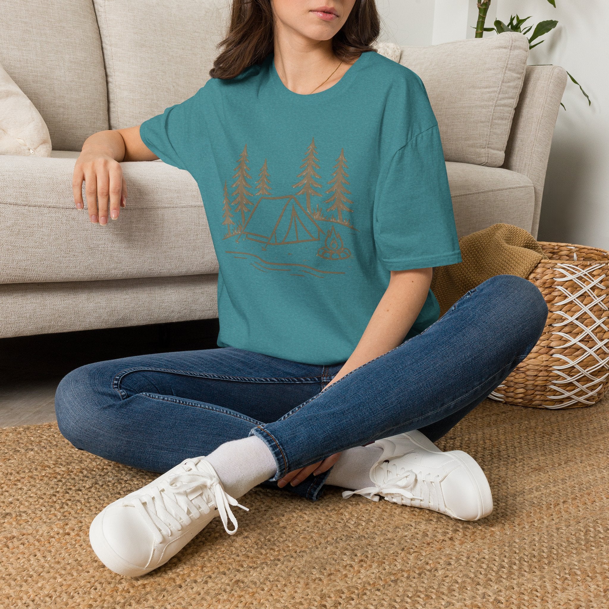 Camping Tent Graphic T-Shirt — Minimal Forest Campsite Tee